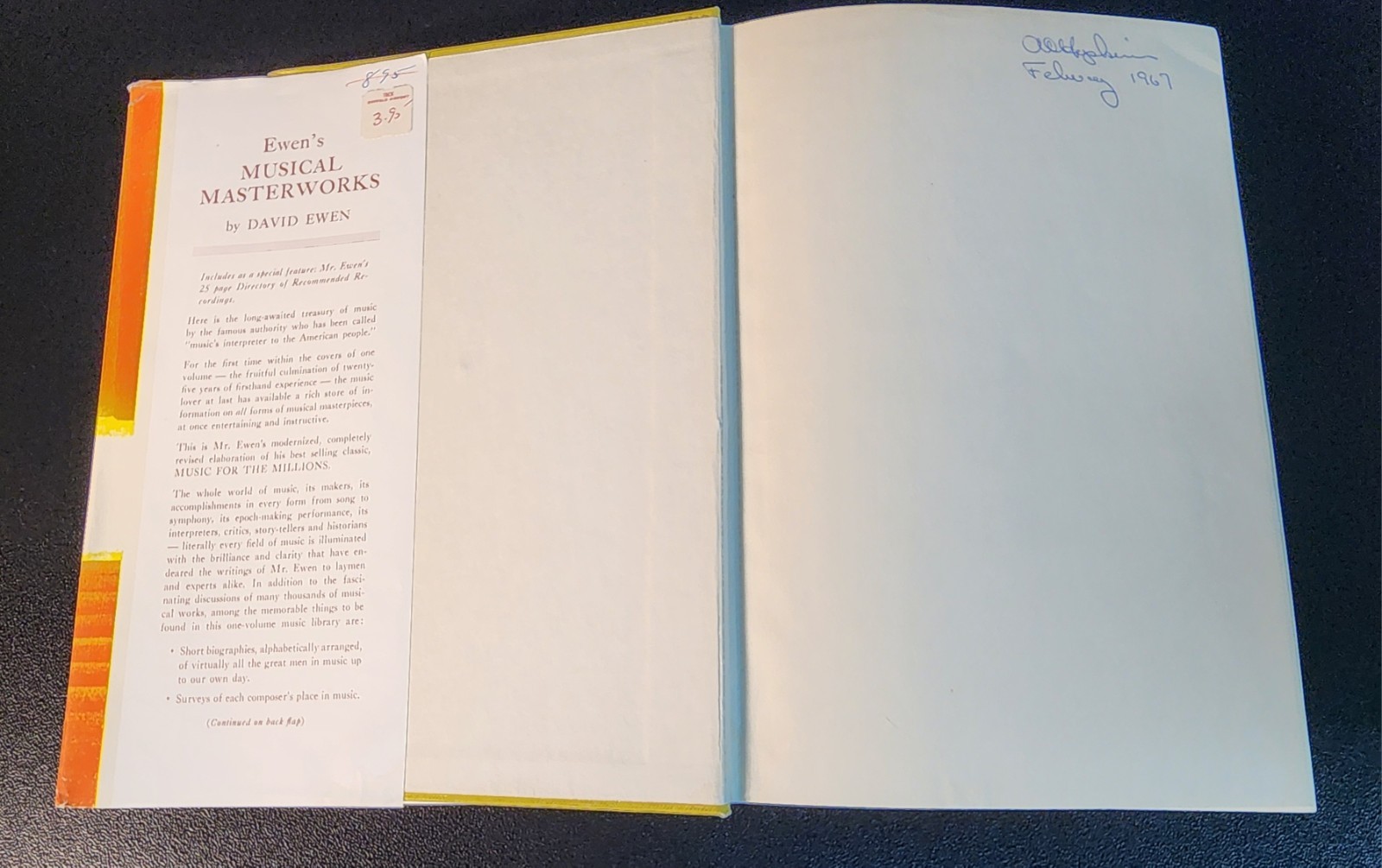 Vintage Classical Music Encyclopedia David Ewen Musical Masterworks HC DJ
