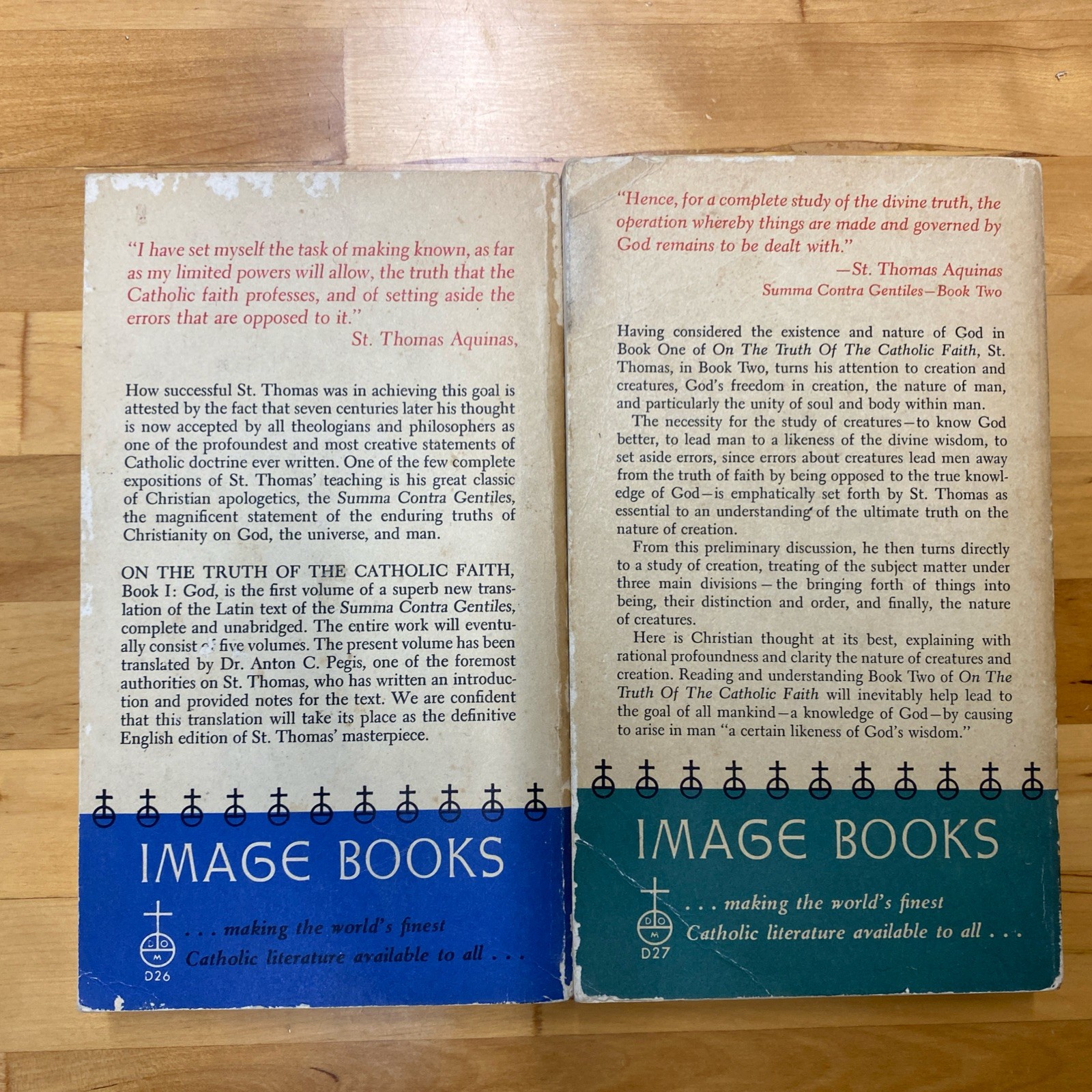 On The Truth Of The Catholic Faith – St. Thomas Aquinas 1956 PB Books 1&2