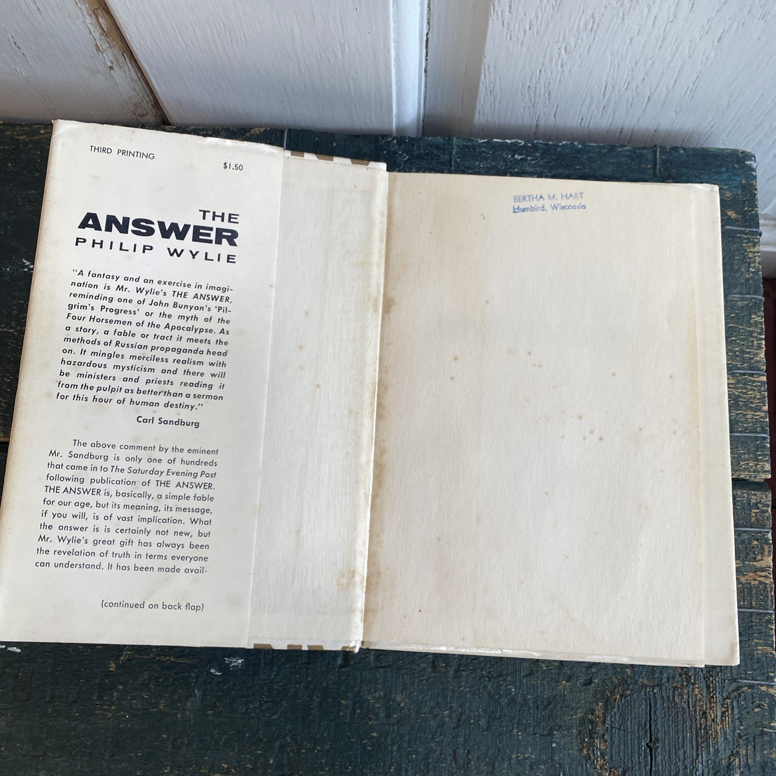 The Answer by Philip Wylie 1959 Nuclear Cold War Novel Hardcover with DJ