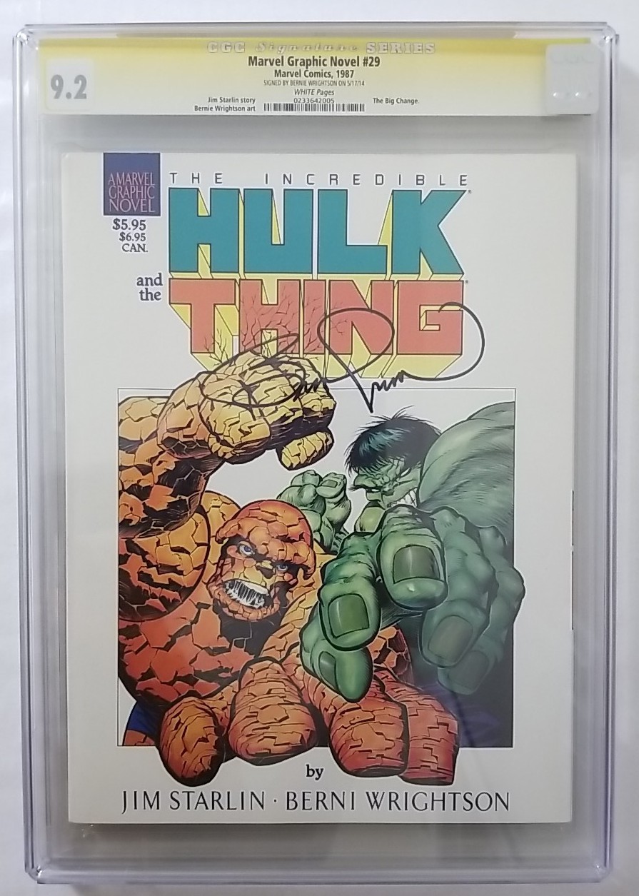 Marvel Graphic Novel #29 CGC 9.2 Signed Bernie Wrightson 1987 Hulk & The Thing