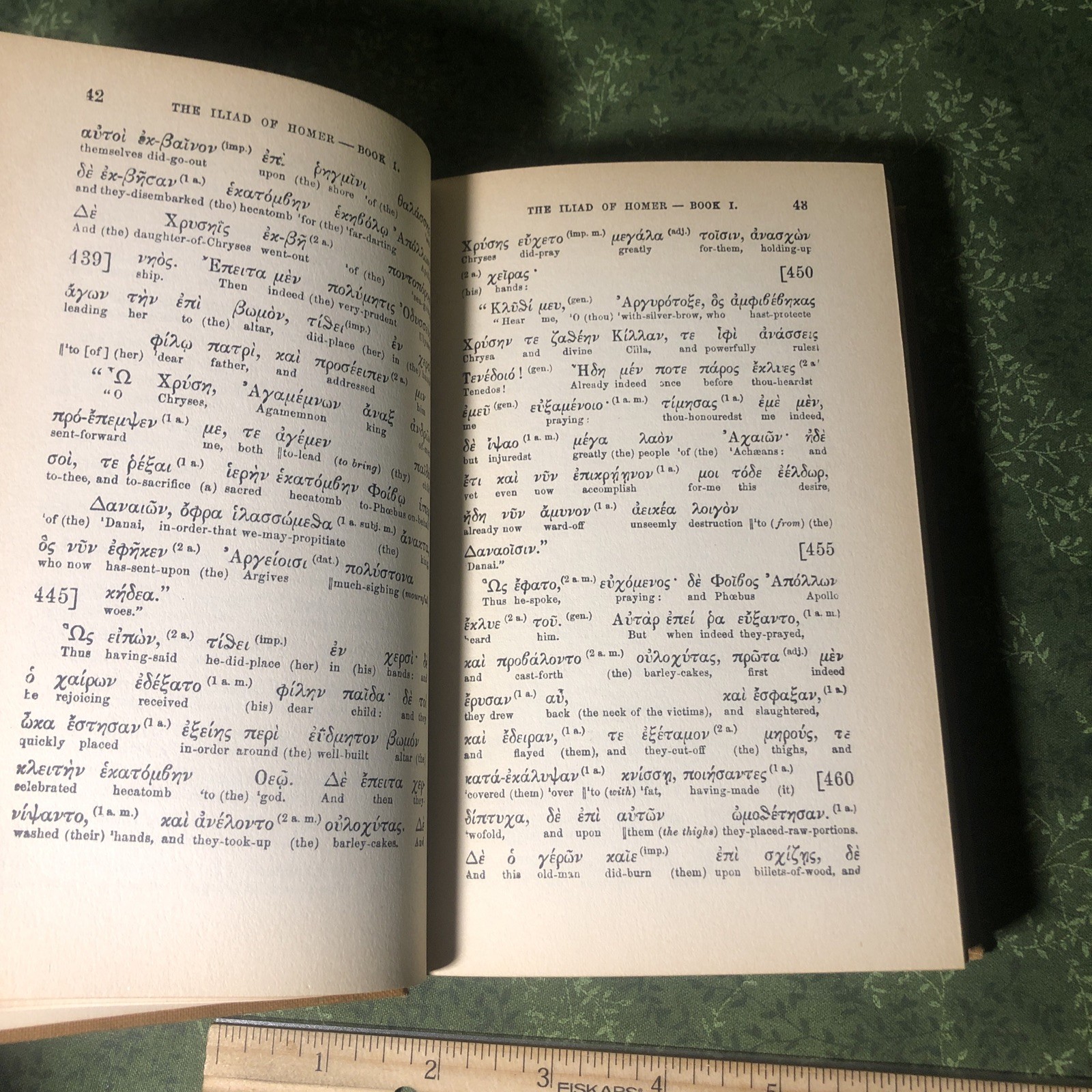Clark 1888 Victorian Interlinear Homer’s Iliad Hardcover McKay De Silver Vg