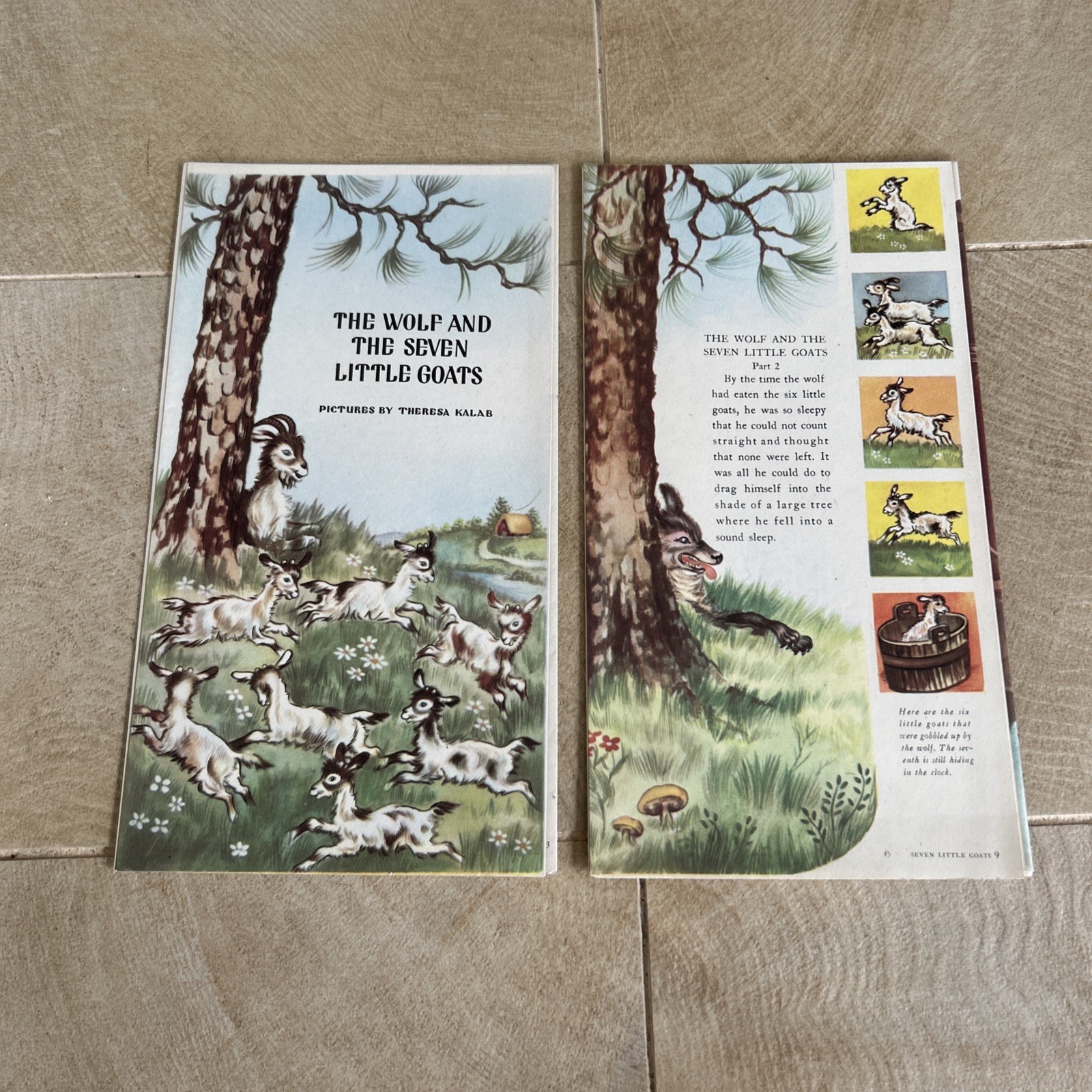 1944 Wolf and the Seven Little Goats Theresa Kalab Children’s Fold Out Illus.