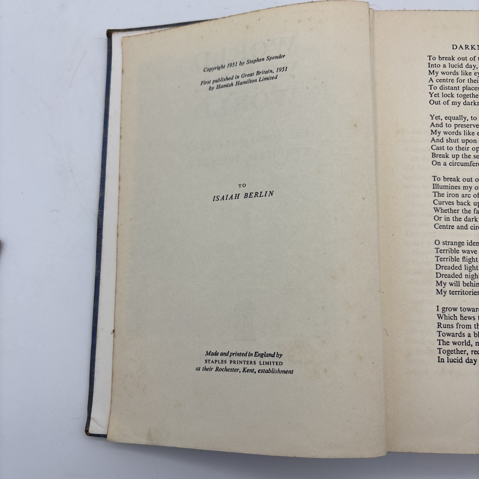 Stephen Spender World Within World 1951 1st Edition Hamish Hamilton HC