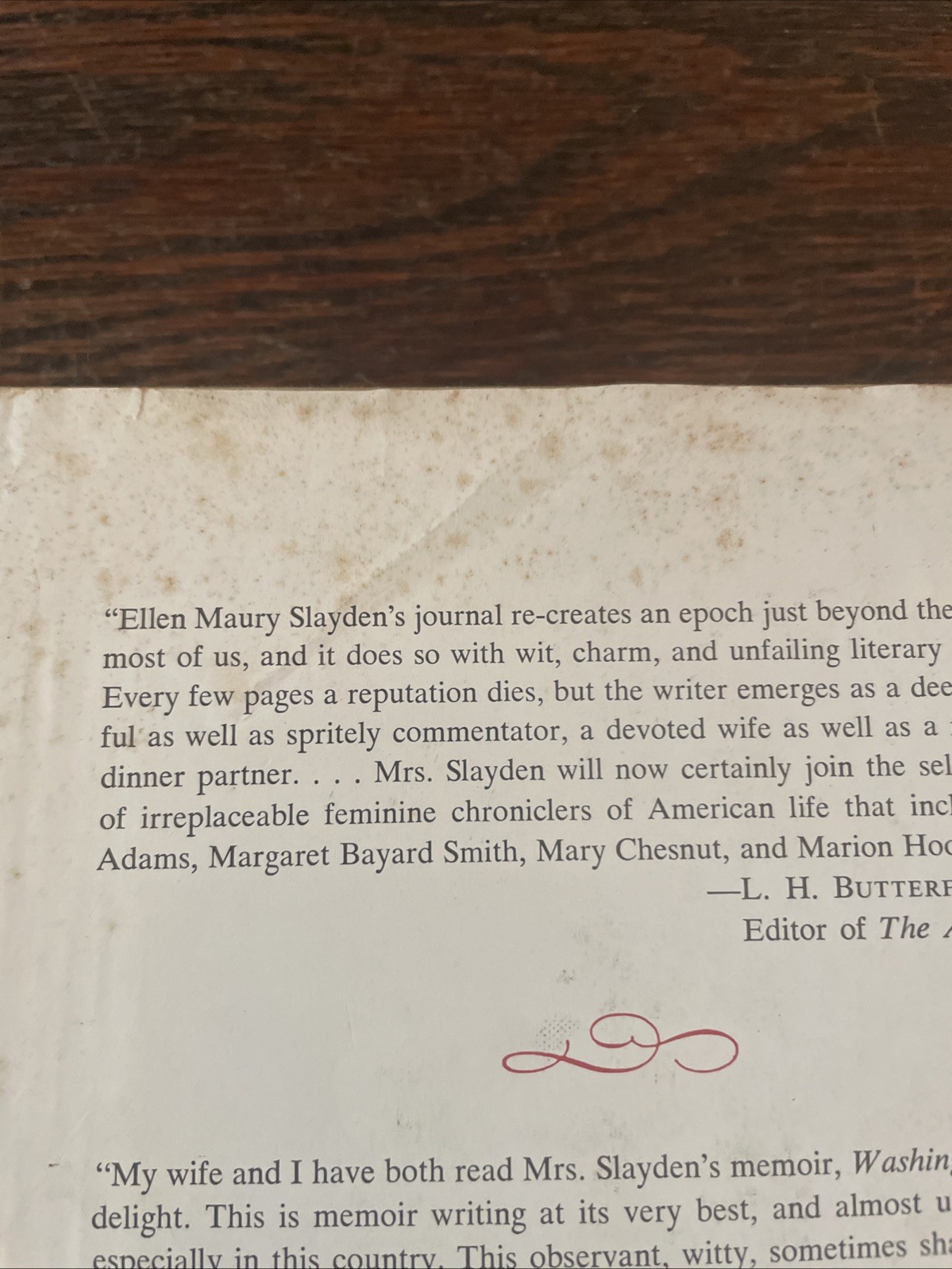 Washington Wife From the Journal of Ellen Maury Slayden 1st Edition 1963 HC/DJ