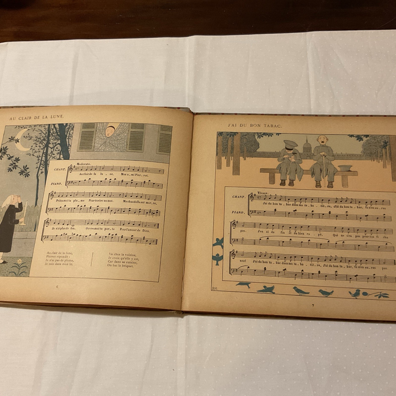 Antique French Children’s Book Music Songs Illustrated (1931) VIEILLES CHANSONS