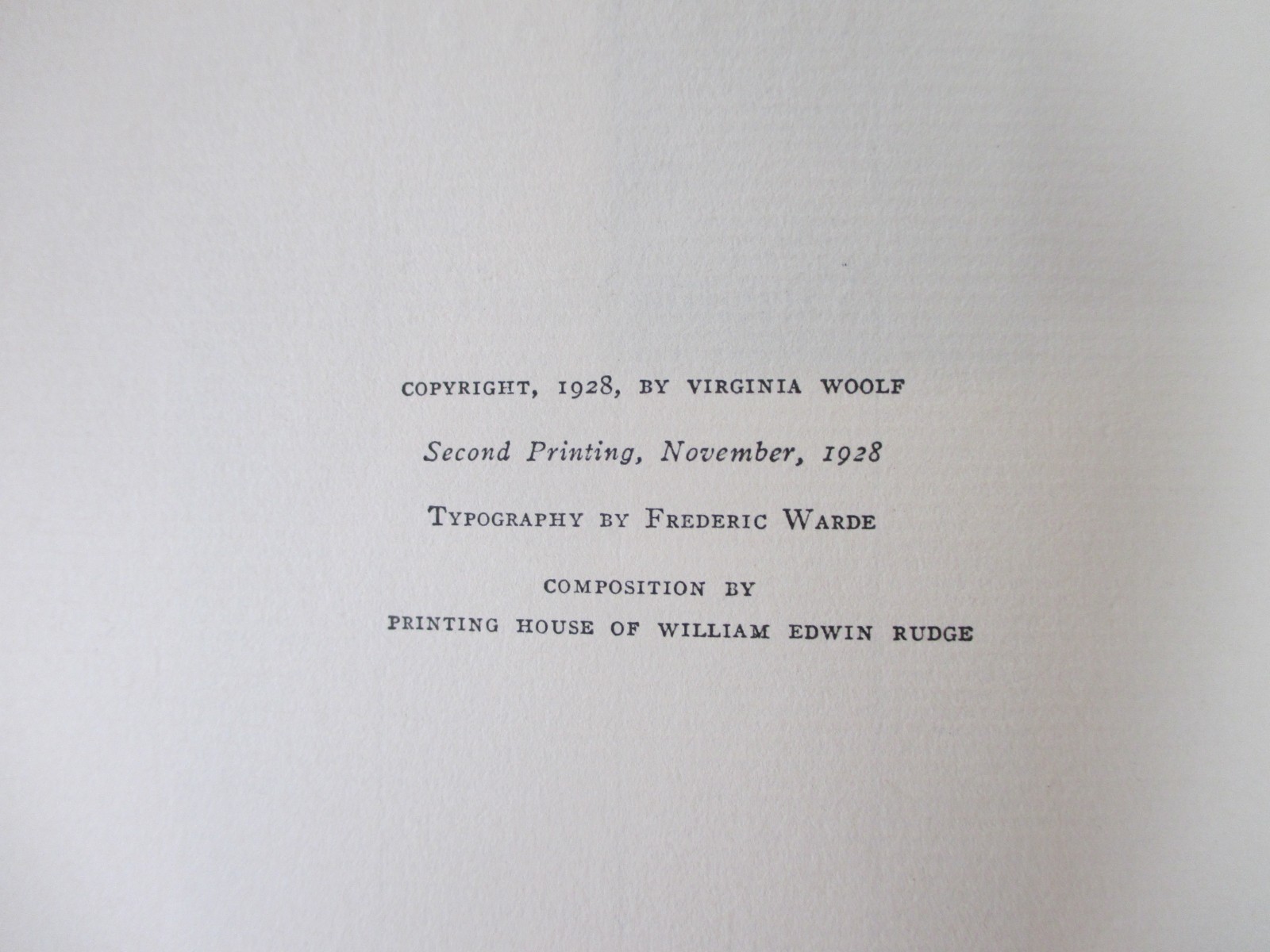 1st ED, 2nd Printing 1928 „ORLANDO: A Biography“ Virginia Woolf Harcourt, Brace