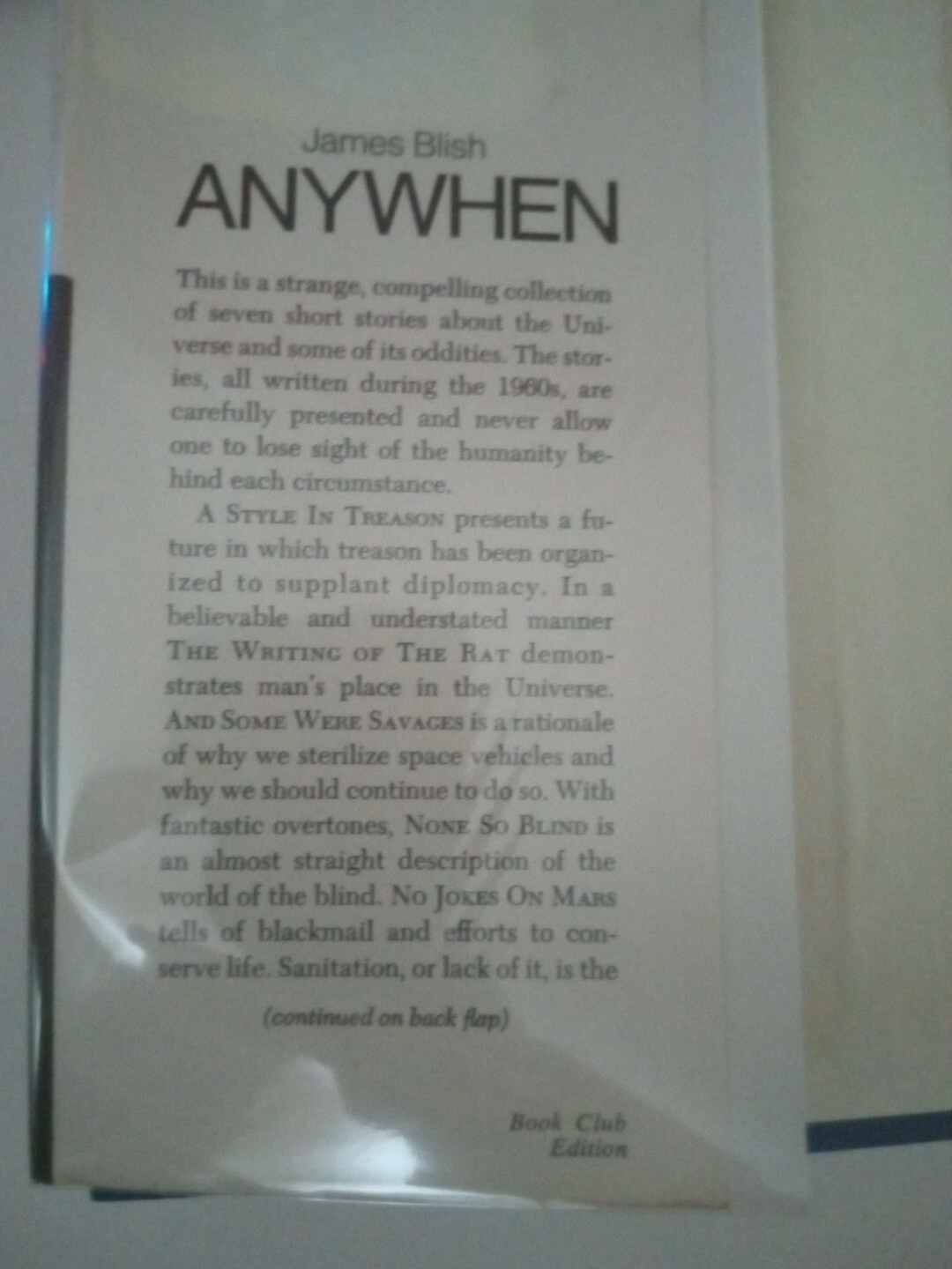 Anywhen by James Blish – 1970 BCE Doubleday Science Fiction