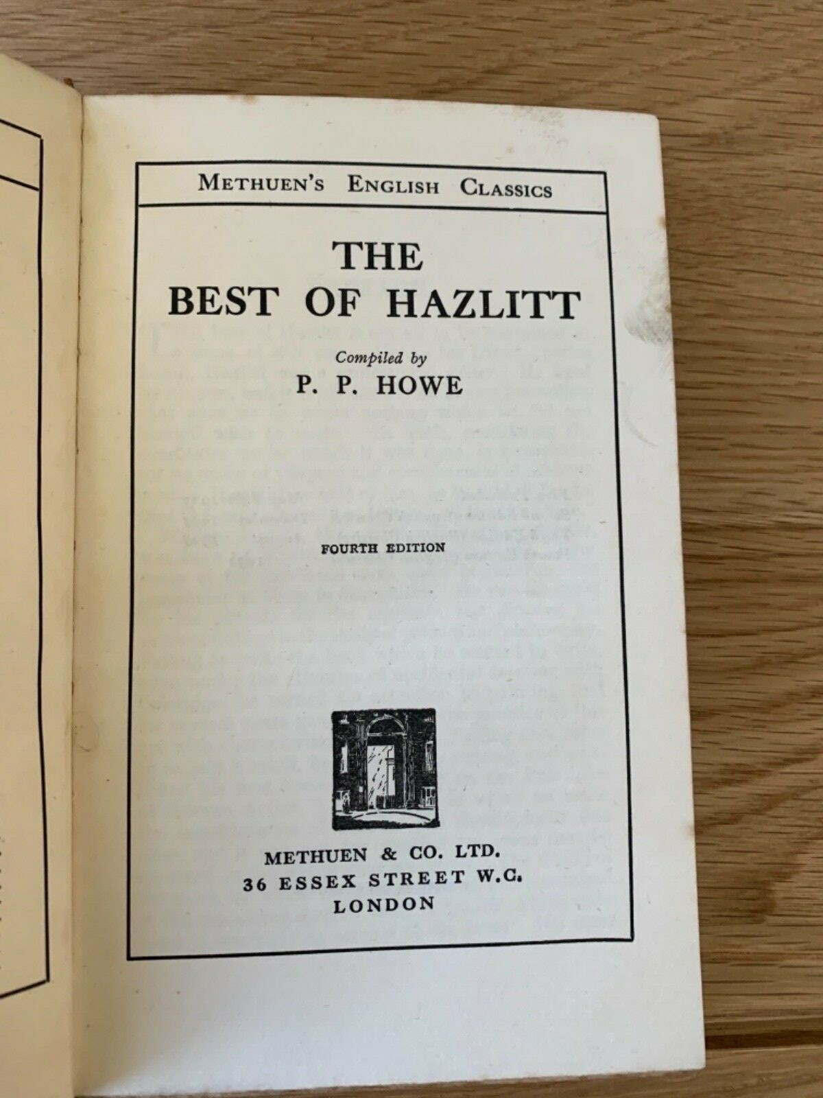 2 x Methuen & Co. Ltd, The Best Of Hazlitt & Selections From Macaulay, Both 1932