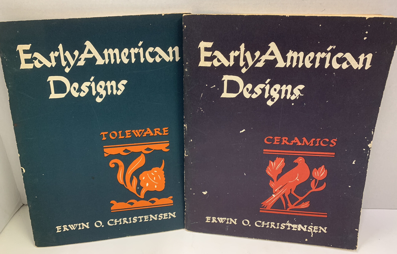 2 Books-Early American Designs-Toleware & Ceramics By Erwin O. Christensen 1952