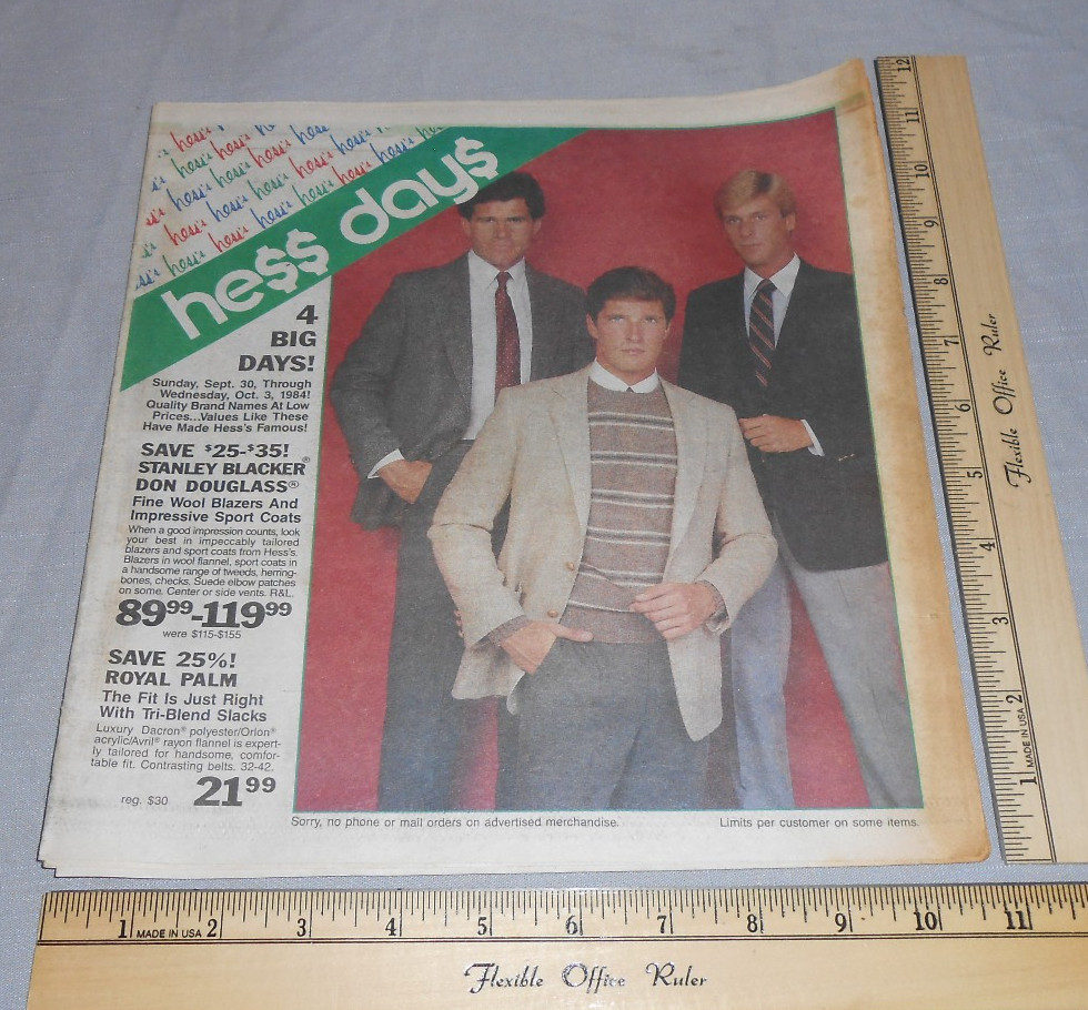 Vtg 1983 HESS’S Store Circular Print Ad Mens Fashion Baby Girls Allentown PA