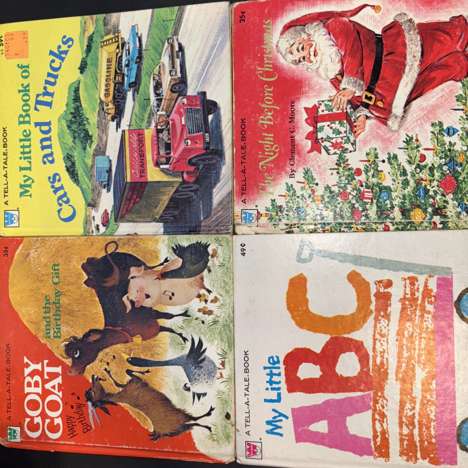 Lot Of 4 Vintage Tell A Tale Books ABC, Christmas, Cars And Trucks, Goby Goat