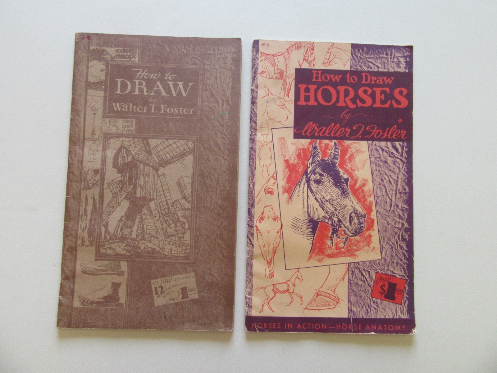 Two Vintage „How to Draw“ Books by Walter T. Foster – Early Original Editions