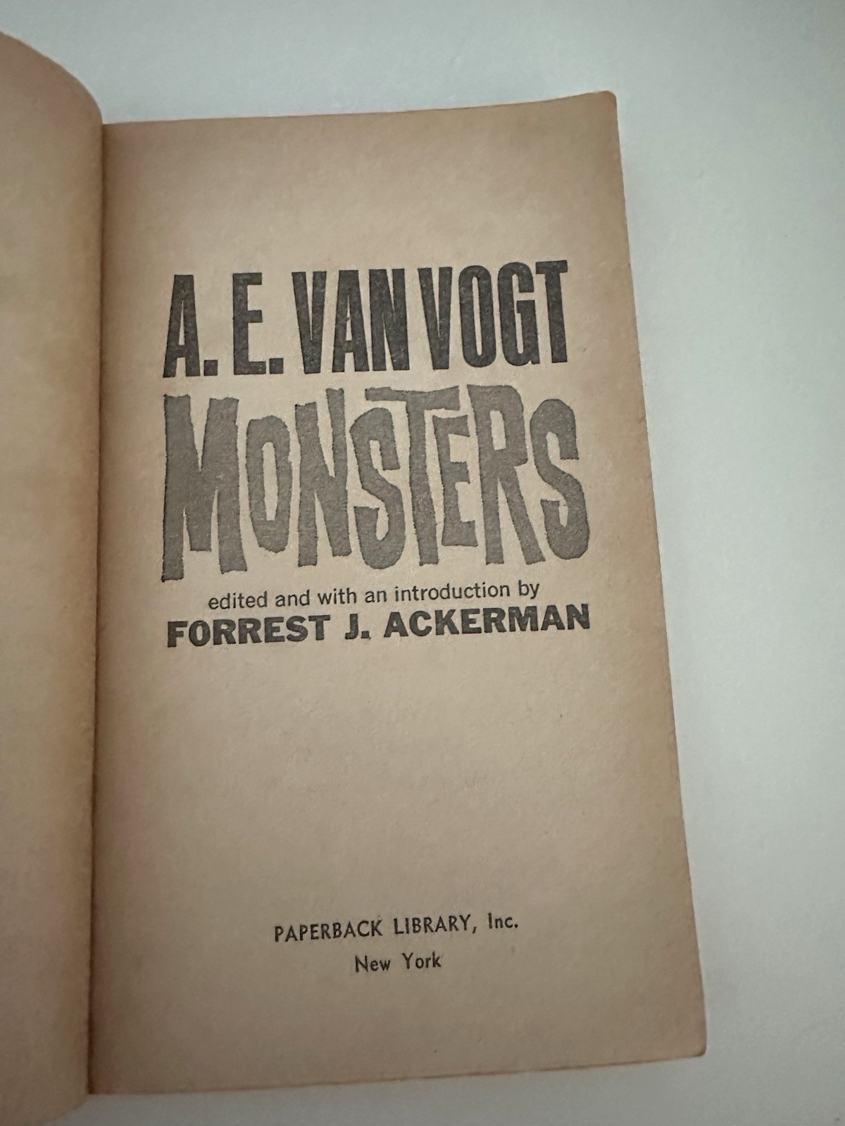 A.E. Van Vogt Monsters, Paperback Library 1st Ed 1965, Ackerman Introduction VTG