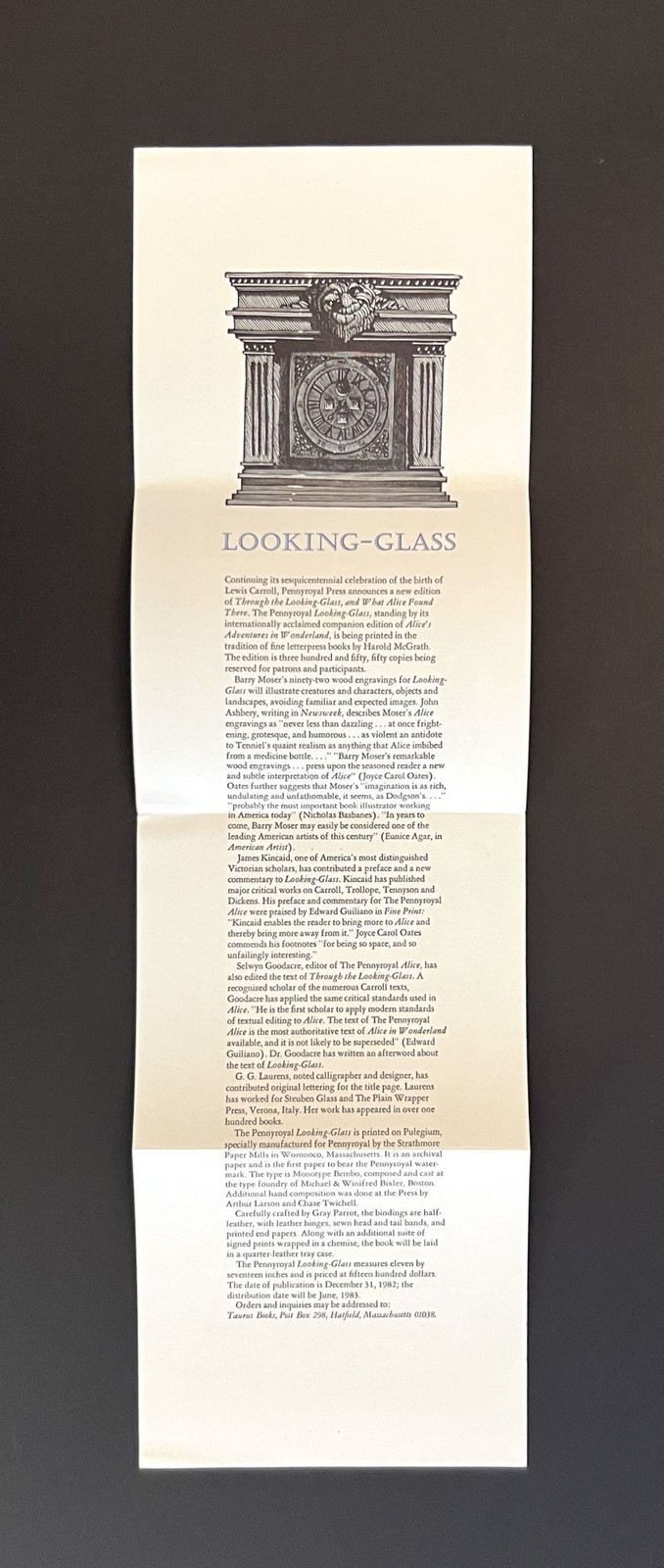 Pennyroyal Press / Prospectus Through the Looking-Glass and What Alice Found 1st