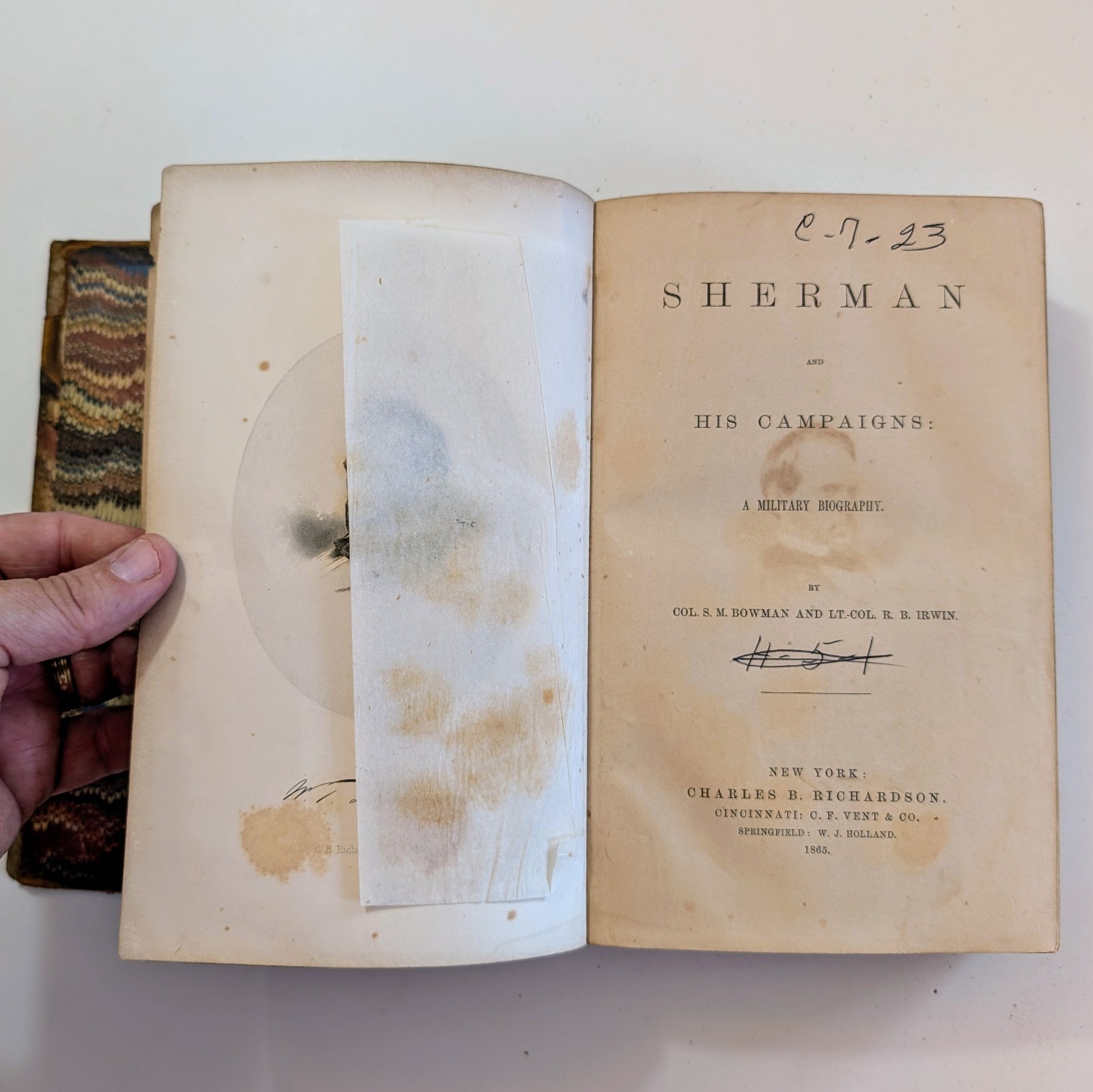 1865 Sherman & His Campaigns Bowman Irwin Vtg Civil War Maps HC SEE PICS