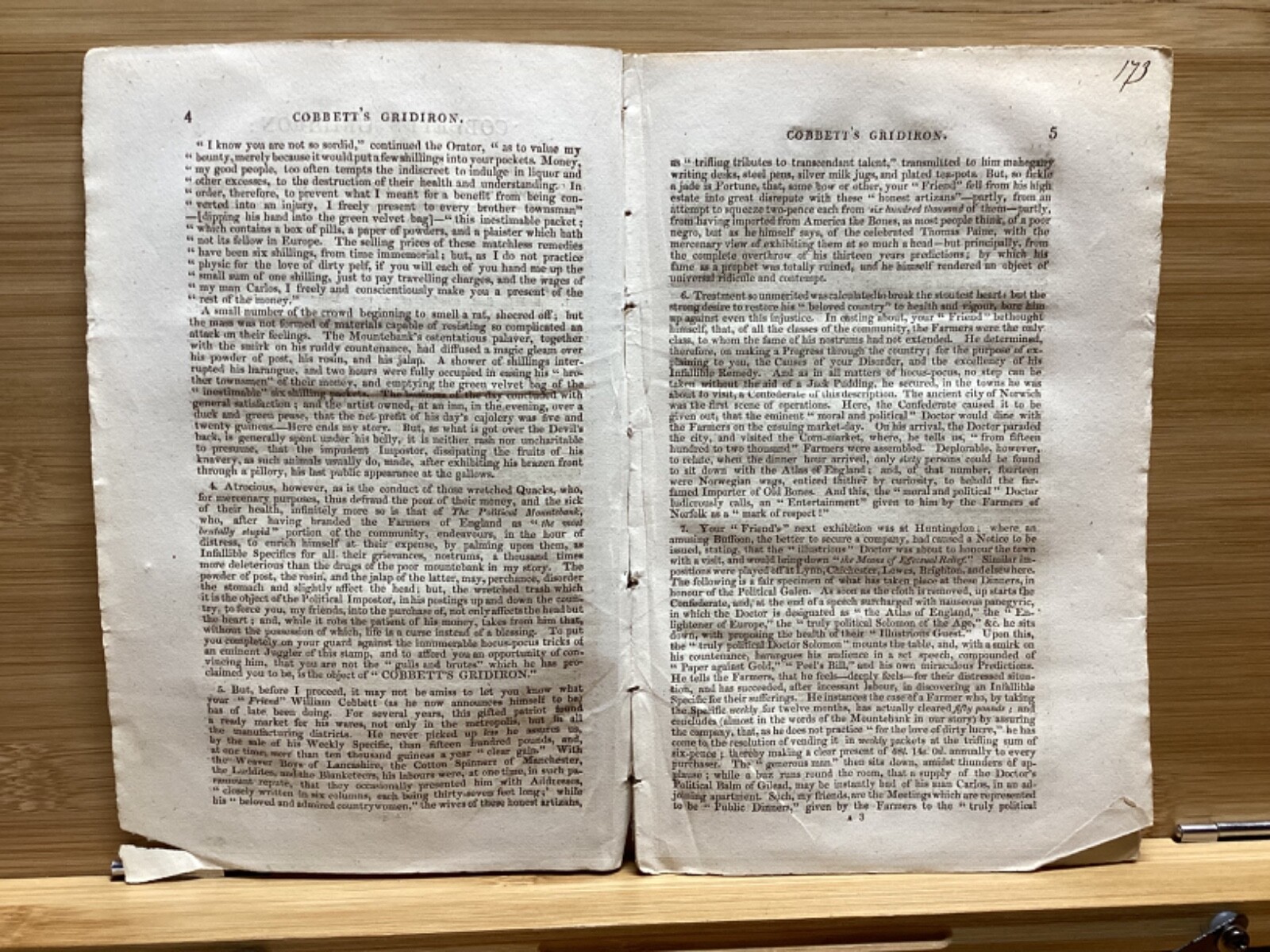 C. 1822 Cobbett’s Gridiron – Anti-William Corbett Political Pamphlet