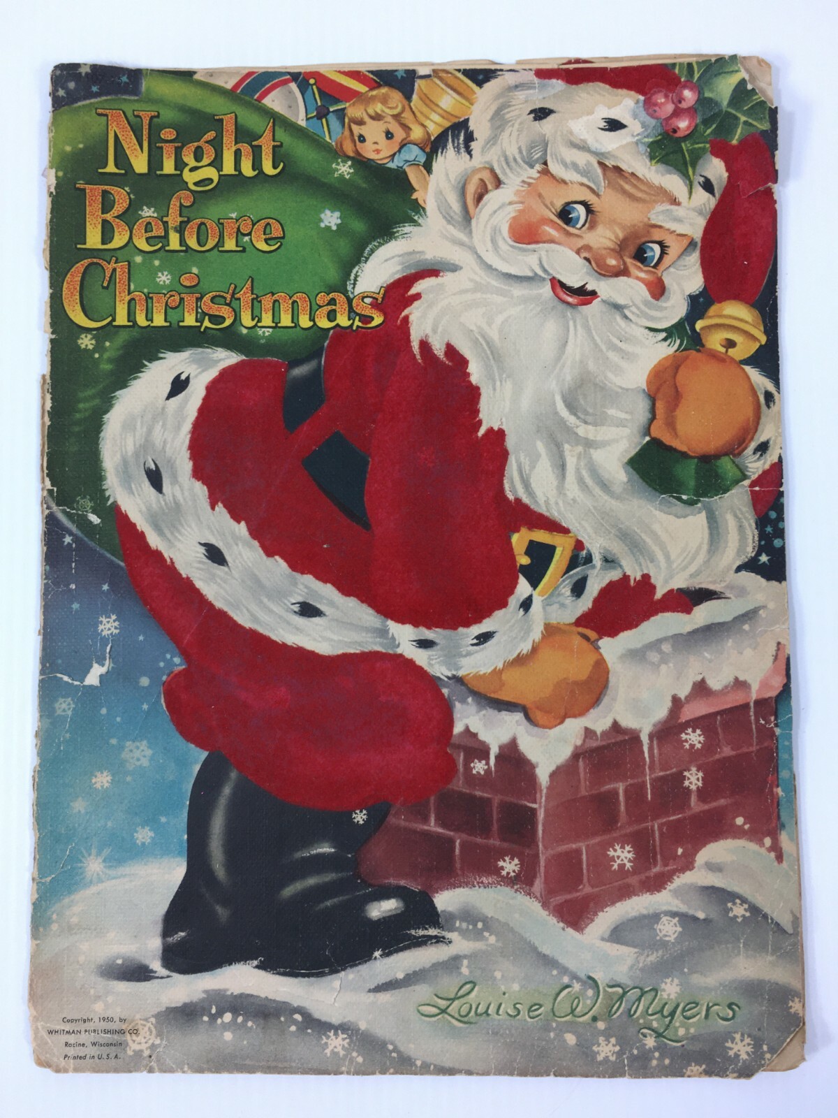 1950 Whitmans Night Before Christmas Illustrated Flocked Big Childrens Book