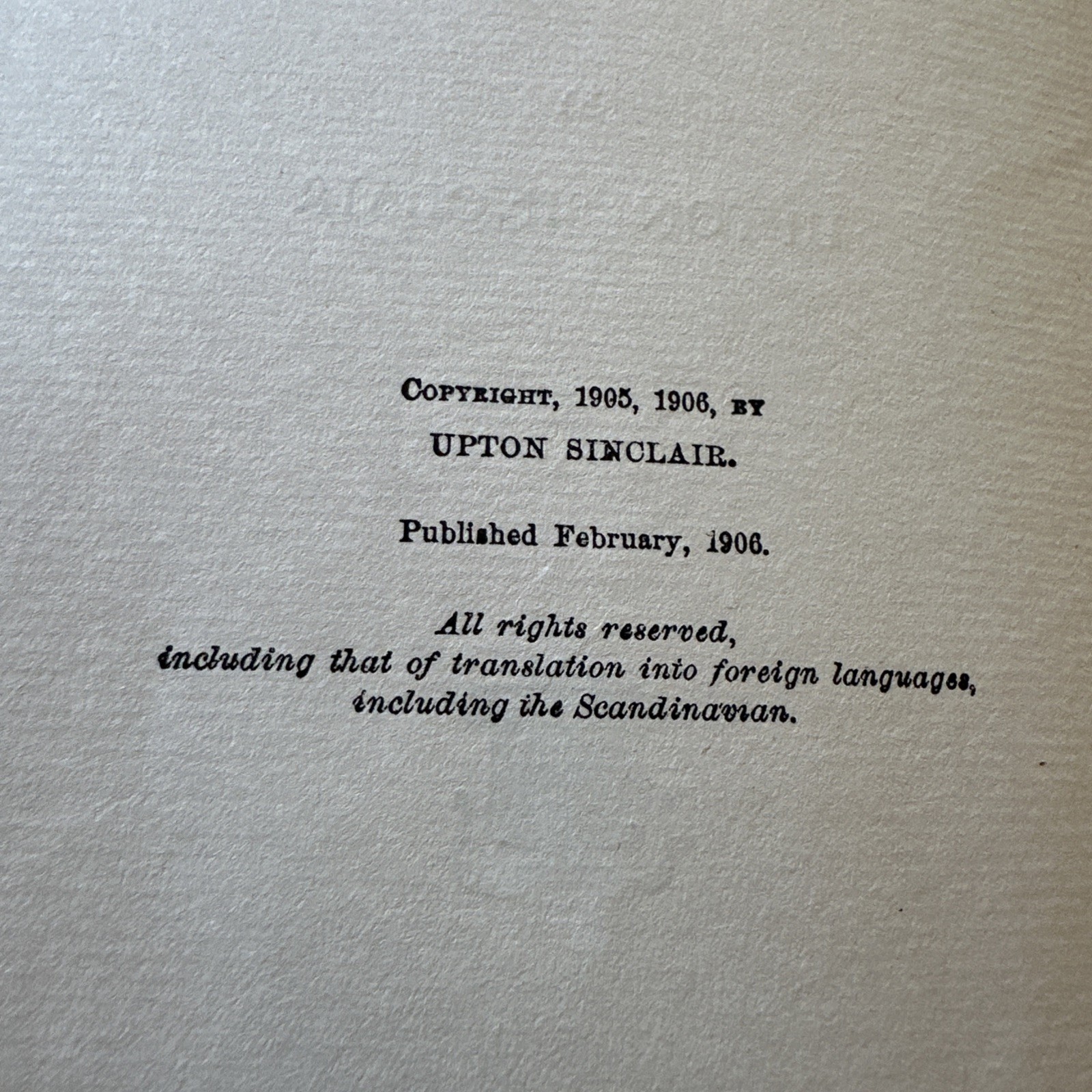 The Jungle Upton Sinclair Book 1906 1st ed 1st Printing February Antique