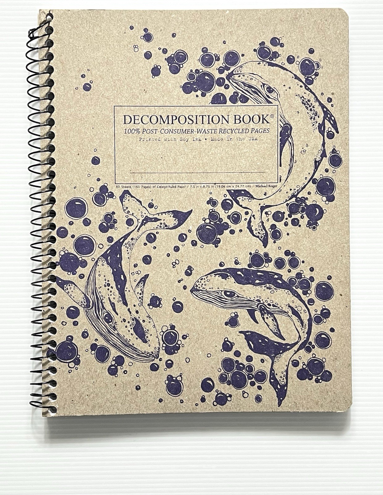 Decomposition Book by Roger Humpback Whale Design 9.75IN X 7.5IN Notebook SB