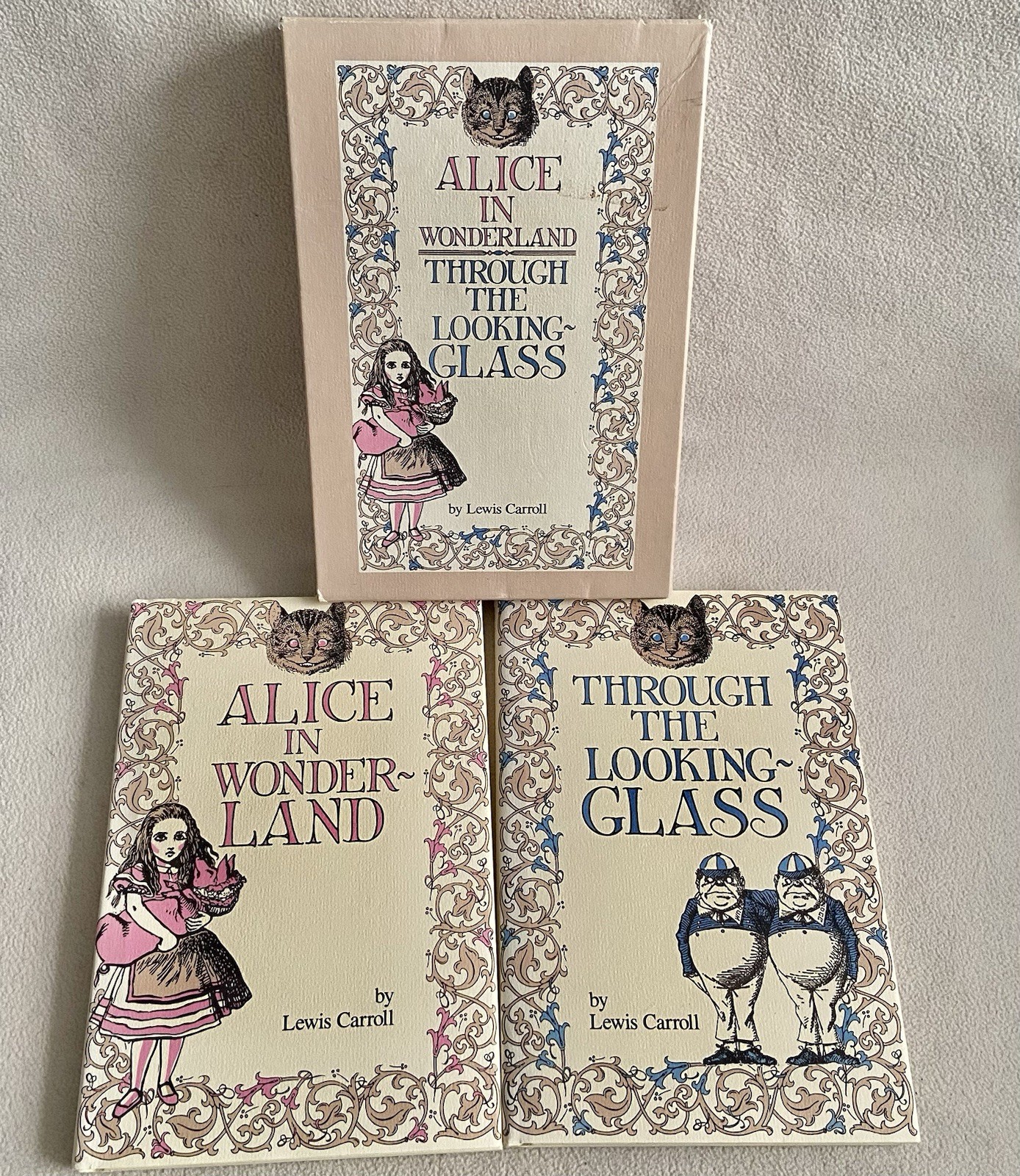 Peter Pauper Alice in Wonderland Looking Glass Carroll 2 Books Slipcase 1984