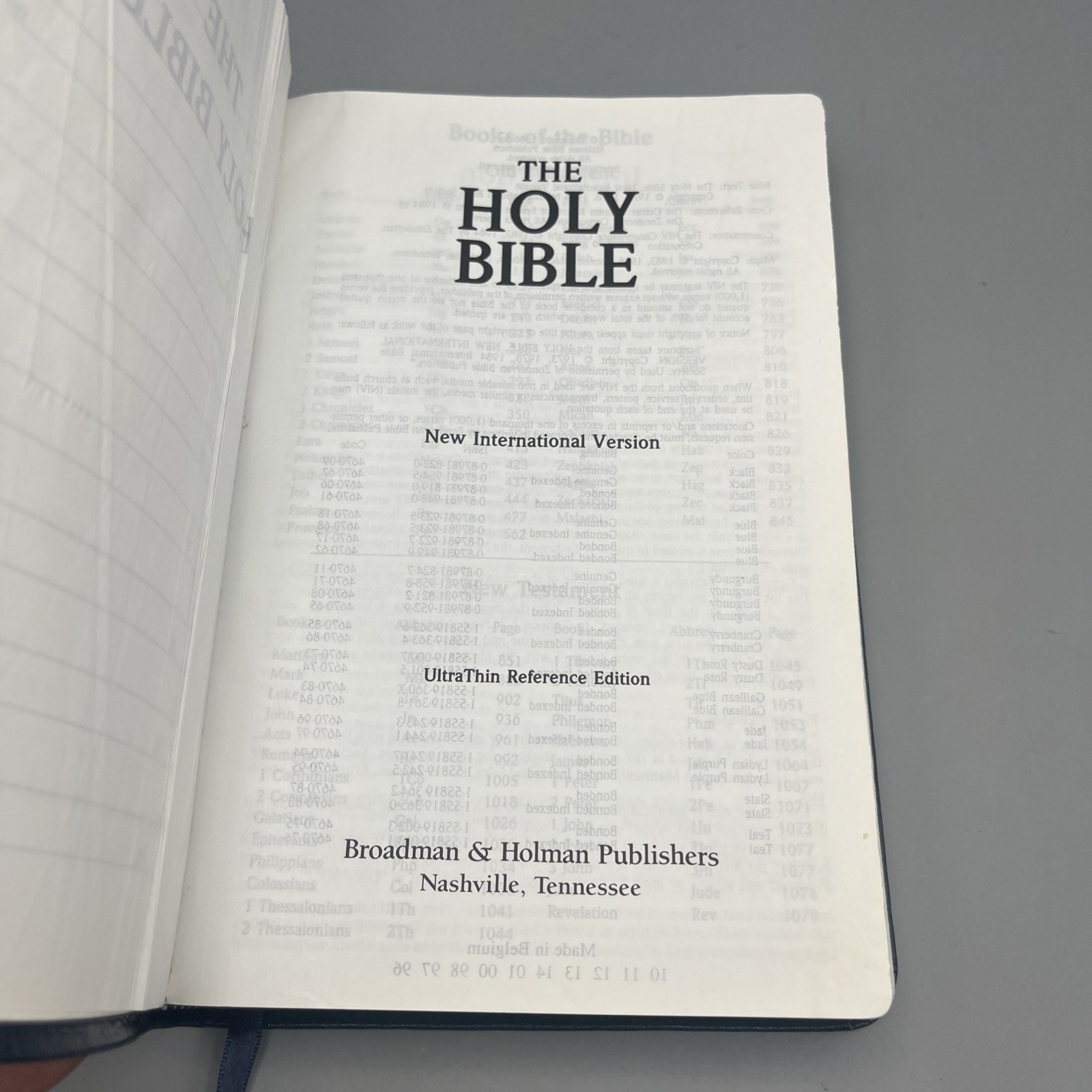 Broadman Holman NIV UltraThin Reference Bible Blue Genuine Leather 1986