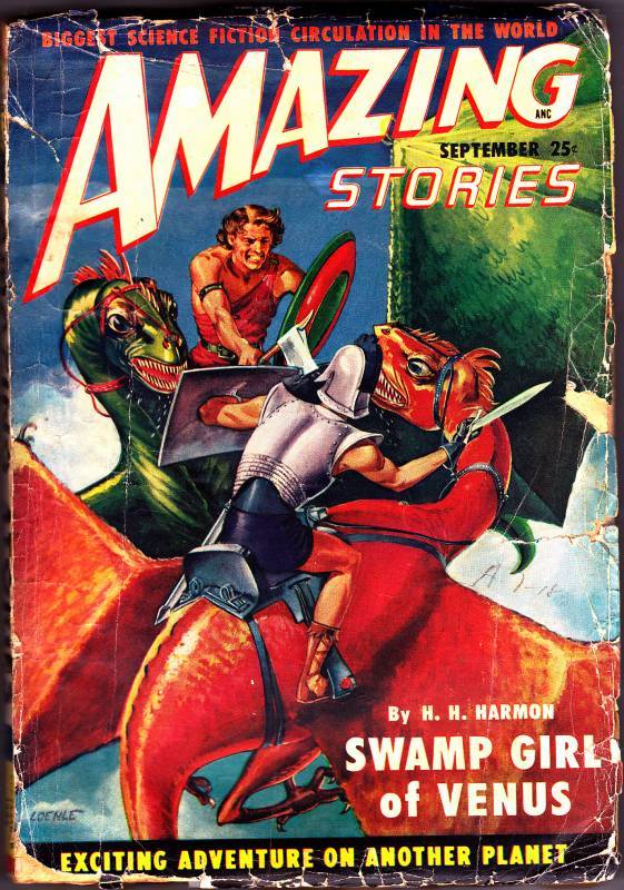 Pulp AMAZING STORIES September 1949 – J. Allen St. John, SWAMP GIRL OF VENUS
