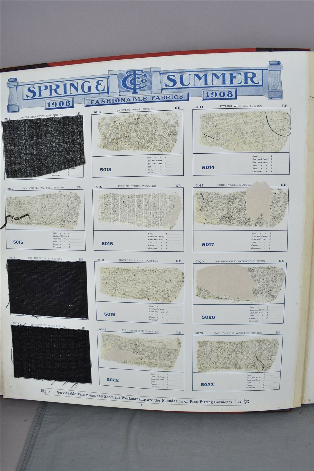 1908 Continental Tailoring Company Book Staple Fabrics Chicago Spring & Summer