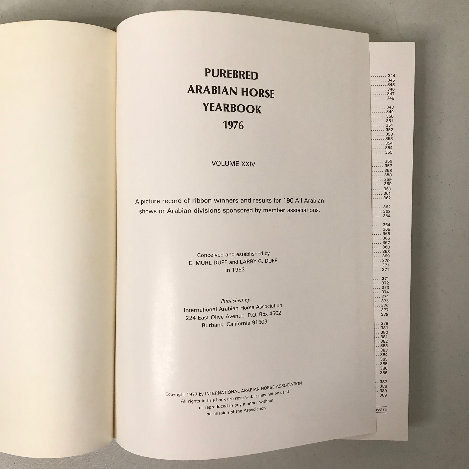 Arabian Horse Yearbook 1976 – Arabian Horse Association – HC