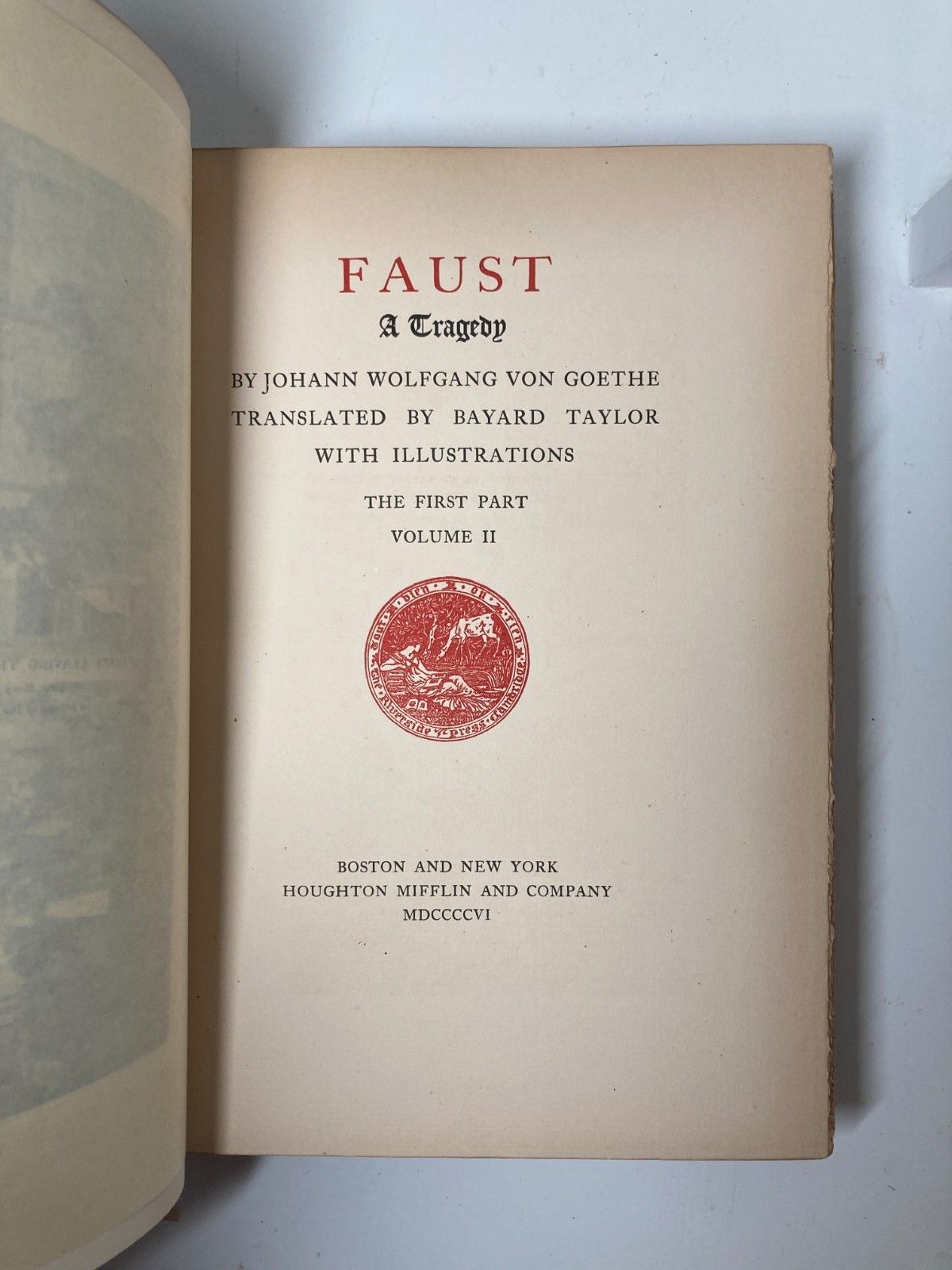 Goethe Faust 1906 Riverside Press Large Paper Morocco Leather Binding 2 Vols