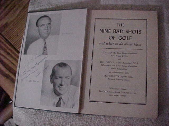 PGA CHAMP – LEO DIEGEL – AUTOGRAPH BOOK & NOTE – NINE BAD SHOTS OF GOLF 6×9