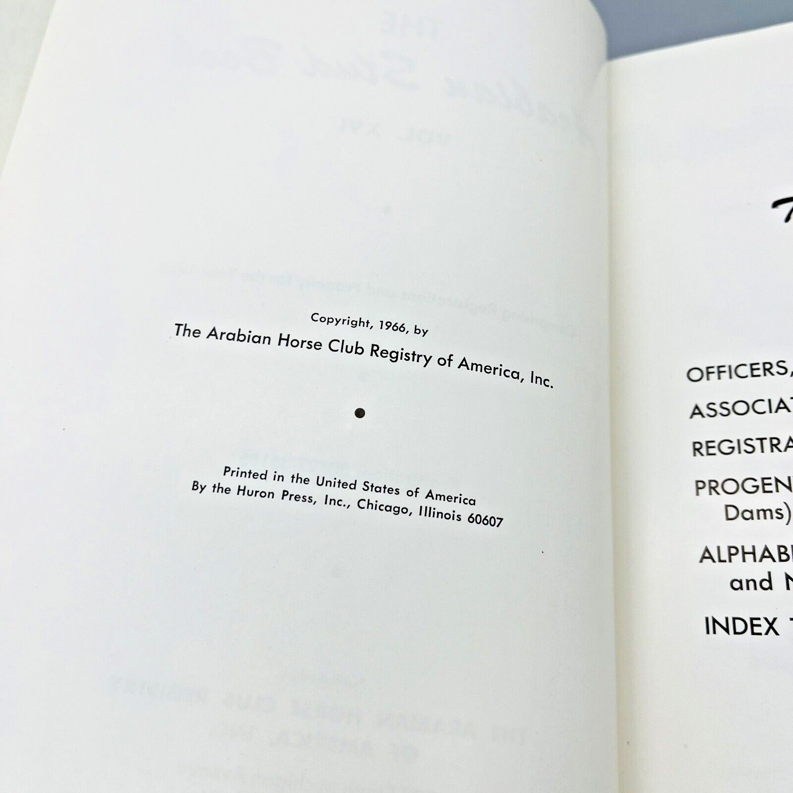 The Arabian Stud Book 1966 Hardback Volume XVI Lineage Progeny Tracking Registry
