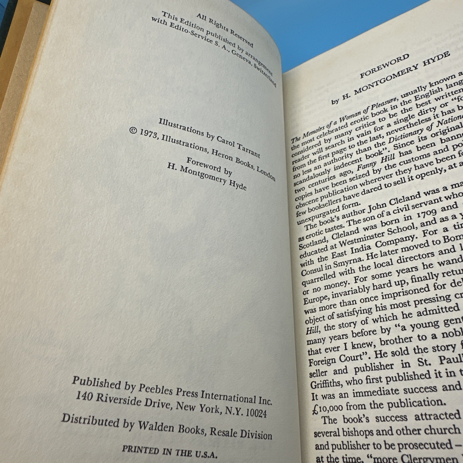 Memoirs of Fanny Hill by John Cleland – 1973 HC
