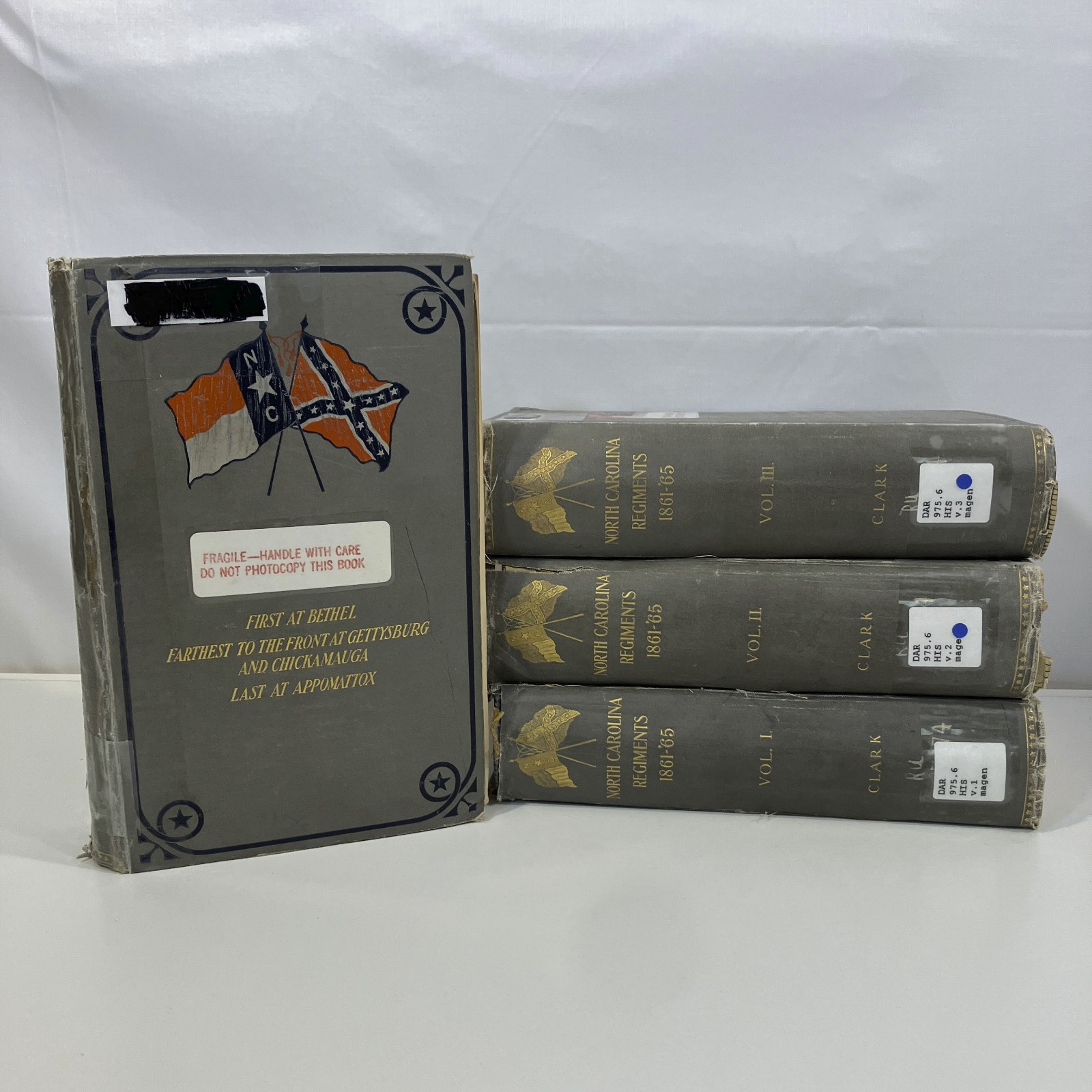 North Carolina Regiments 1861-1865 4 Volumes Ex-Library 1901 Clark DAMAGED