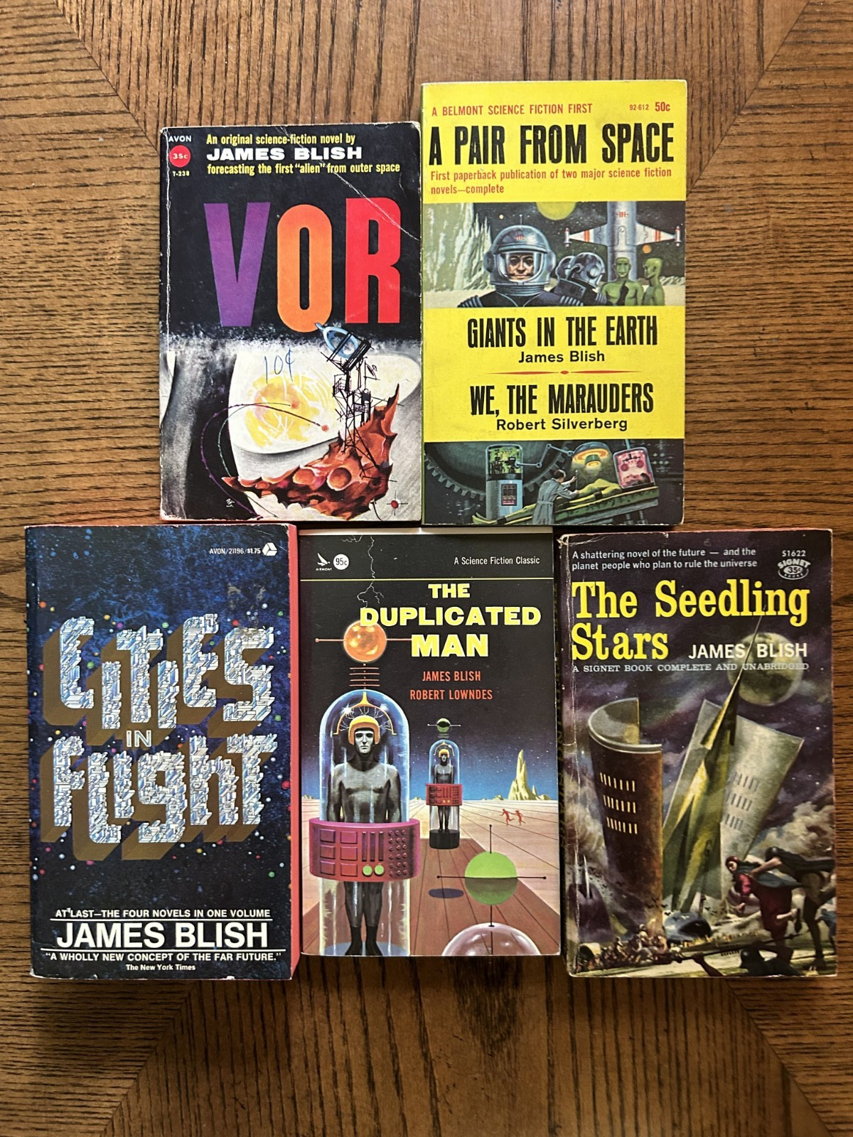 5 JAMES BLISH Vintage PBs: CITIES IN FLIGHT/VOR/SEEDLING STARS etc.
