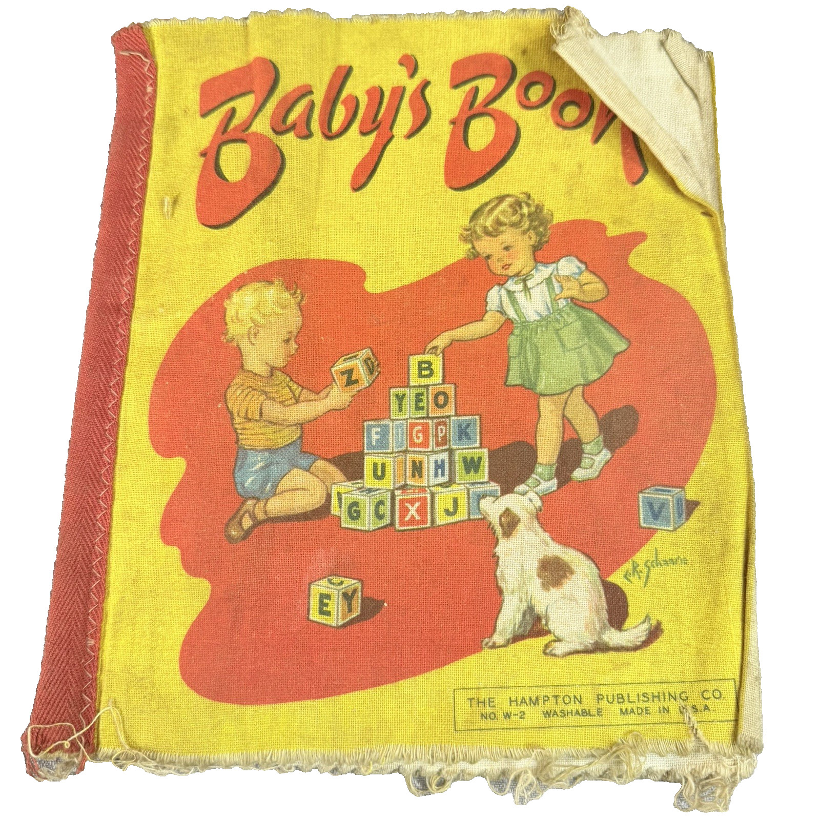 Vintage 1947 Hampton Baby’s Book Washable Cloth Childrens Book USA WT-2