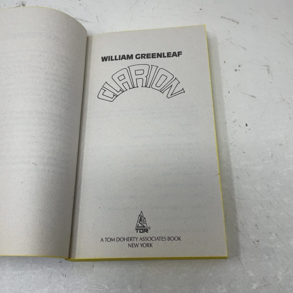 Clarion by William Greenleaf PB First Thus Like New 1988