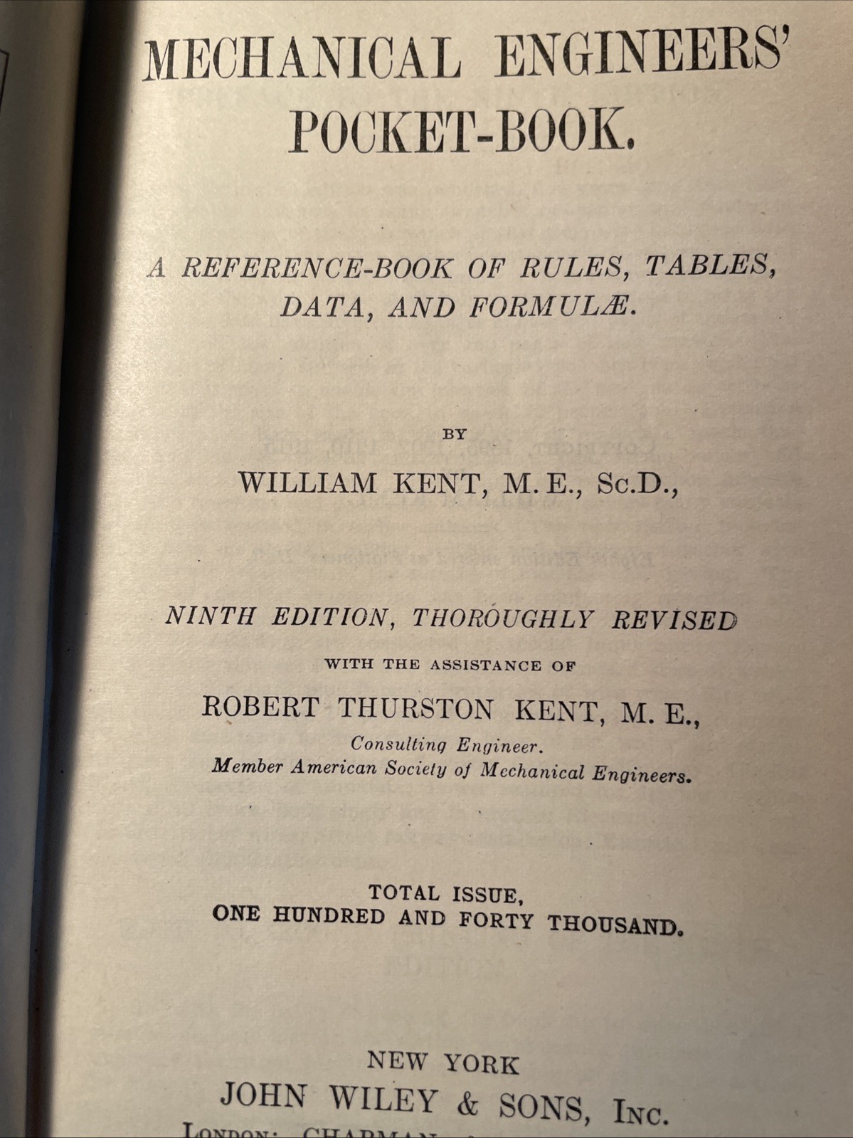Antique 1916 Kent Mechanical Engineers‘ Pocket Book 9th Ed Leather Bound VG