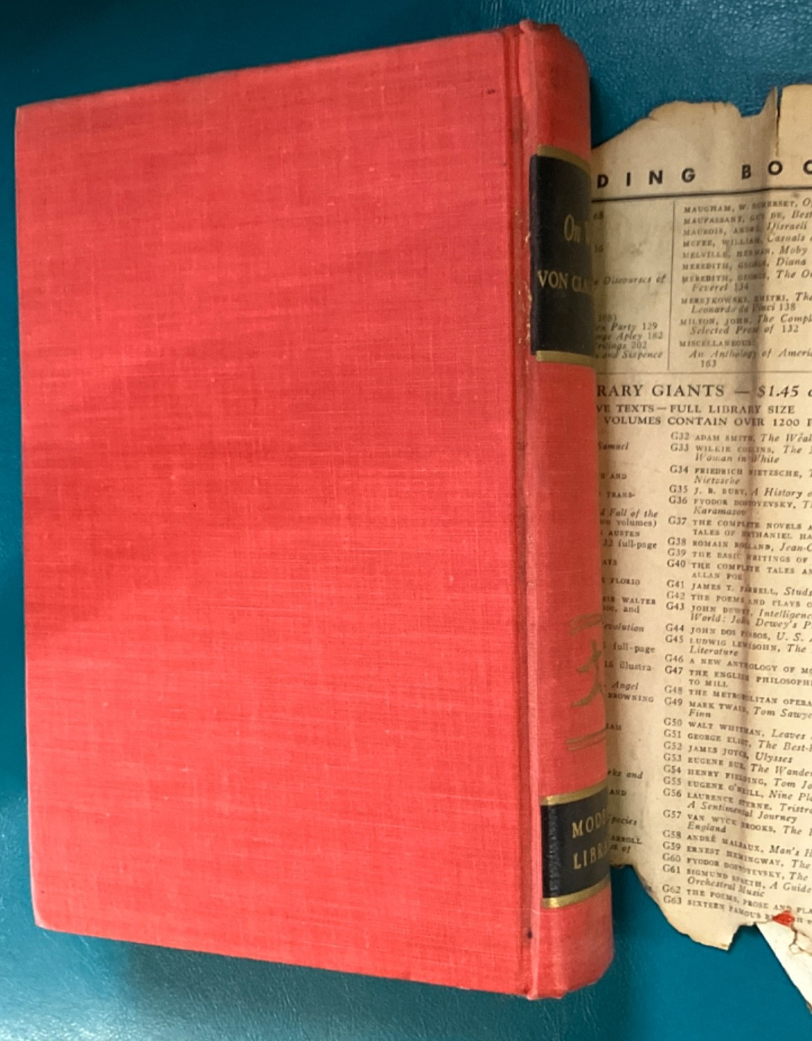 1943 Clausewitz On War Jollies translation Modern Library ed w/ dust jacket