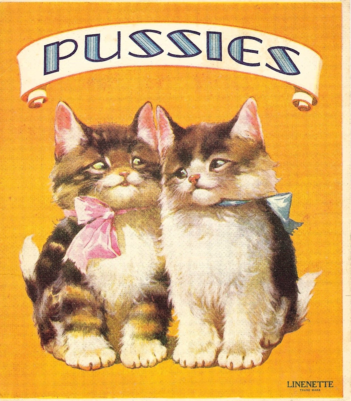 Vintage 1930’s Children’s LINEN Nursery Book “ PUSSIES “ S Gabriel & Sons