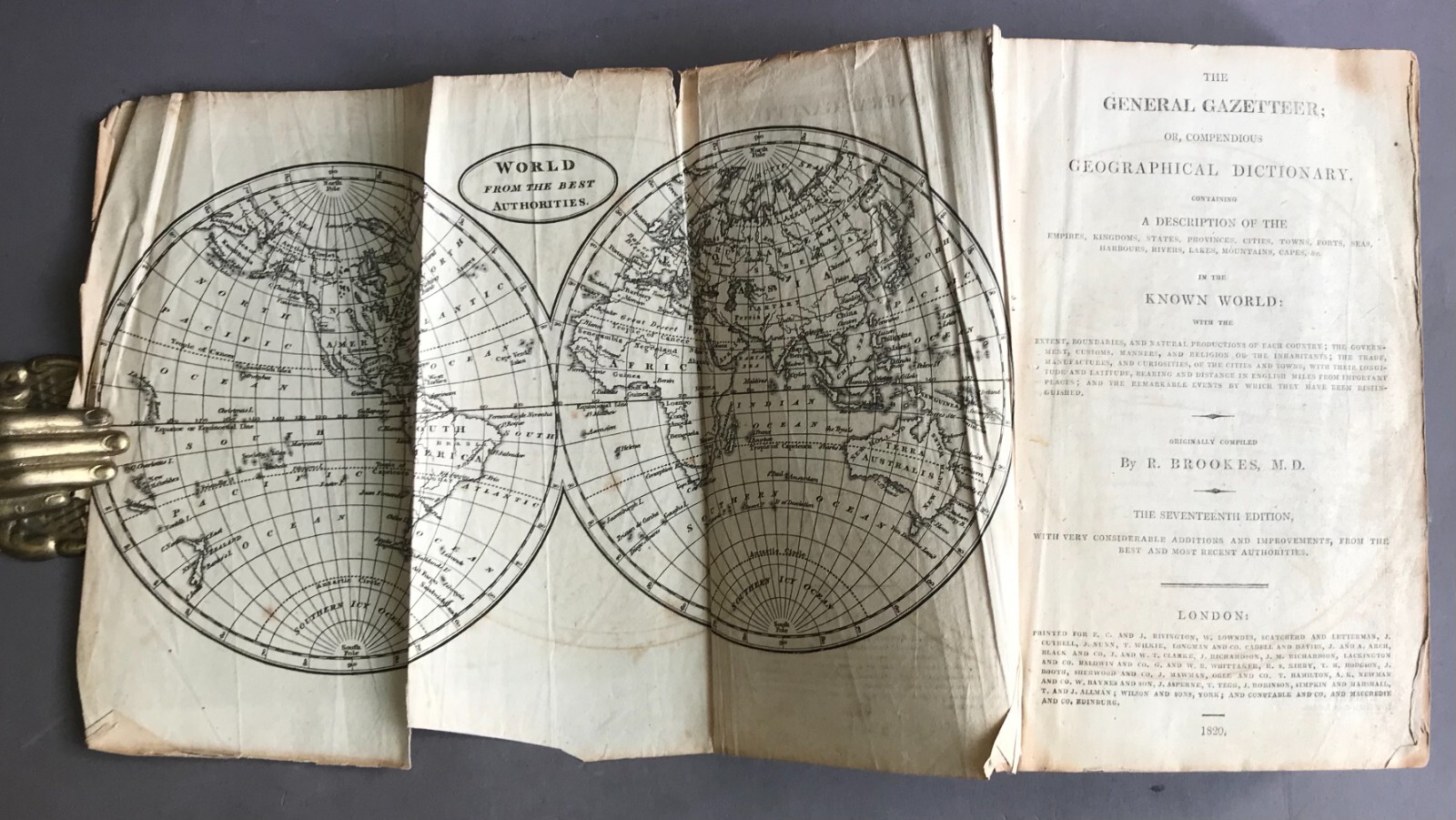 [Folding Maps] R. Brookes The General Gazetteer F. C. & J. Rivington 1820