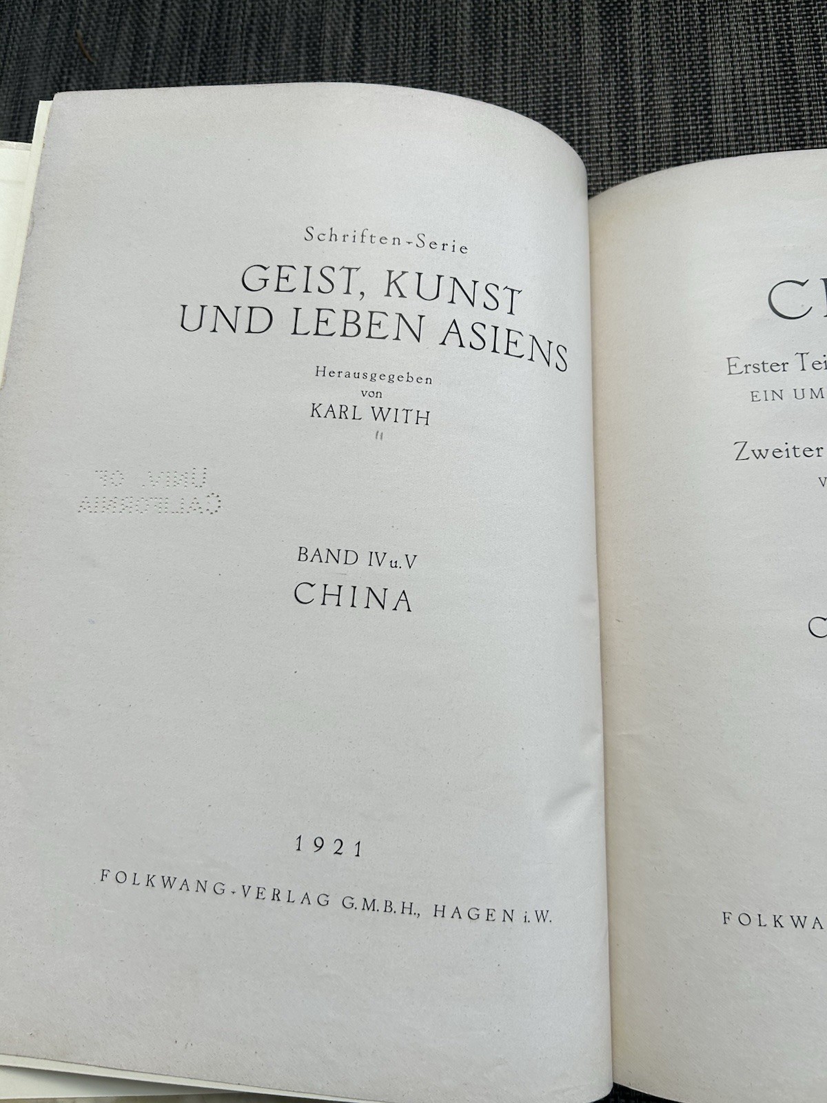 China History Fine Binding 2V 1921 Bernd Melchers Das Land der Mitte Fuhrman