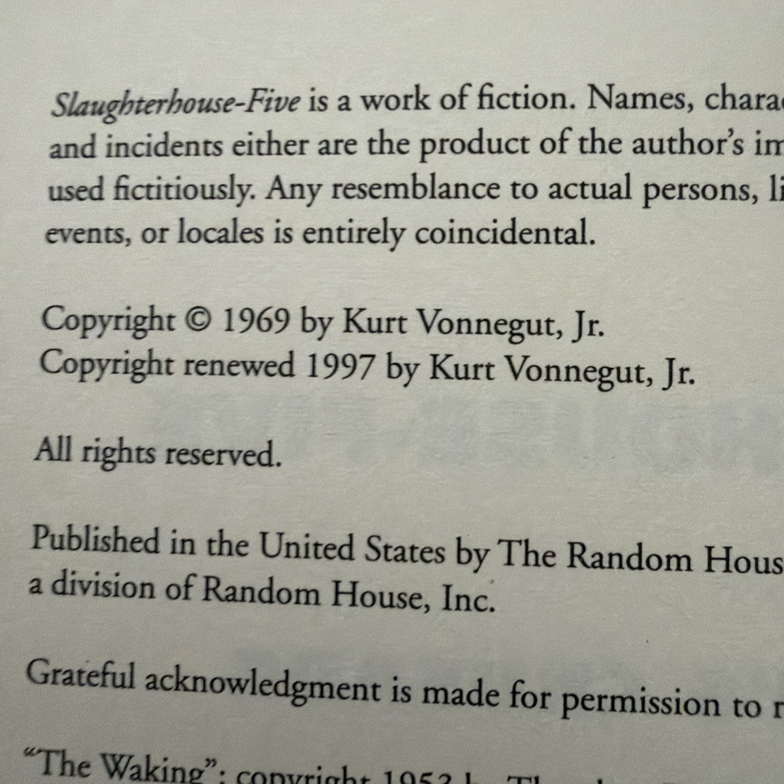 Slaughterhouse Five Kurt Vonnegut JR (1997, Hardcover) BCE First Edition