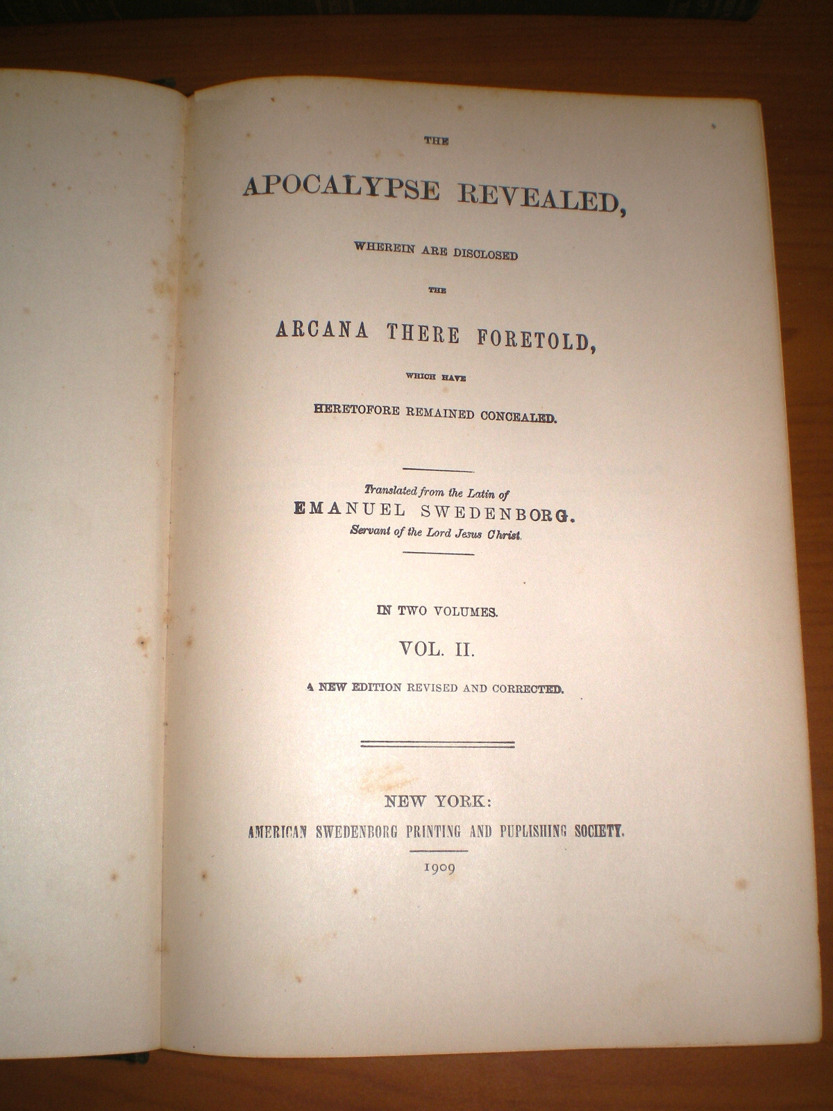 Vintage 1909 APOCALYPSE REVEALED Arcana Foretold by Swedenborg 2 Volume Set HC