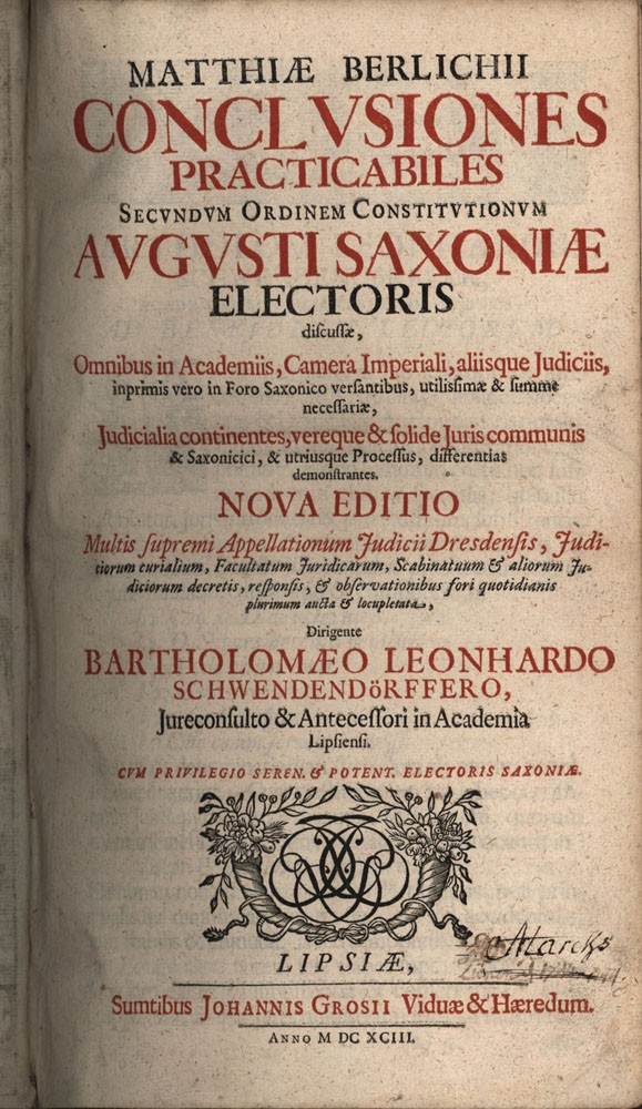 Berlich, Conclusiones Practicabiles Secundum. Pars prima-quinta (in 1, complete)