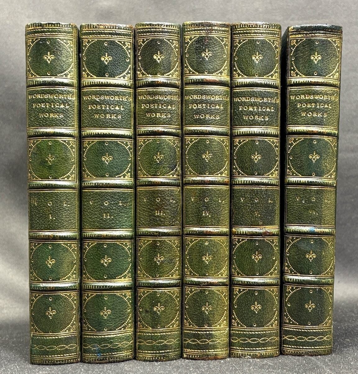 Poetical Works of William Wordsworth 6 volumes 1874 handsome leather bindings