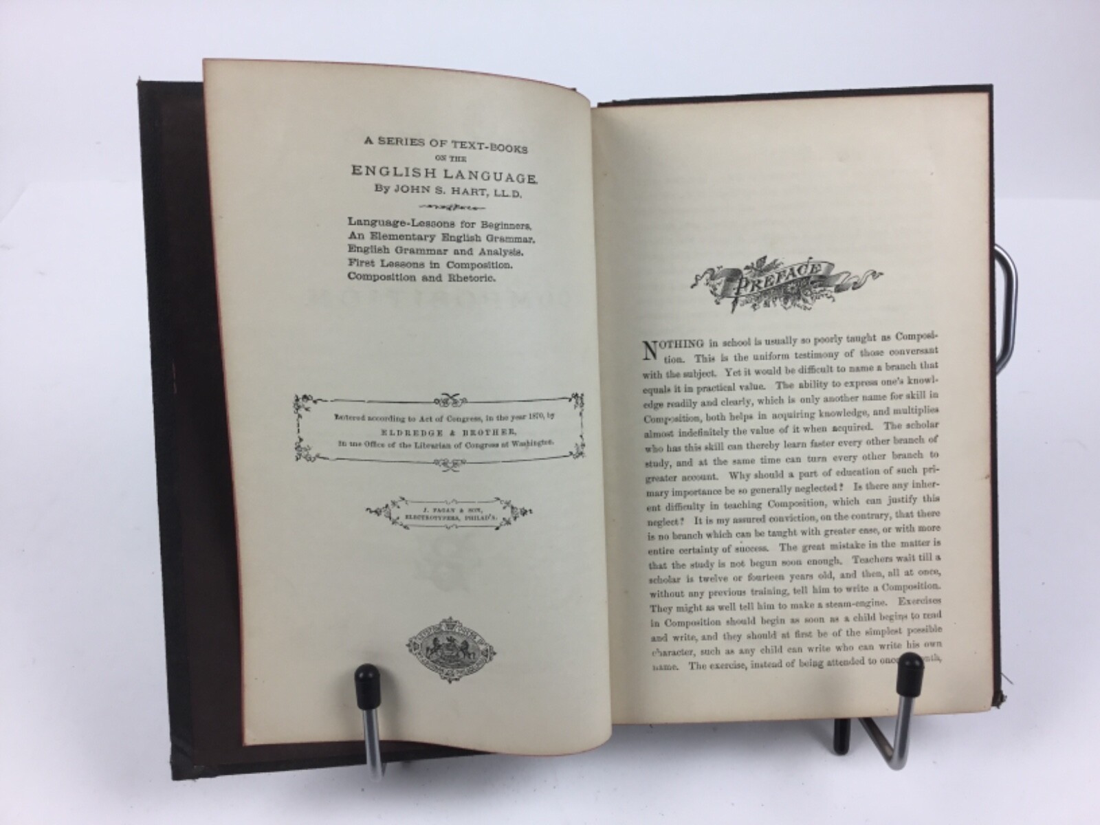 Antique 1870 Book, First Lessons in Composition by John S. Hart, Good Condition