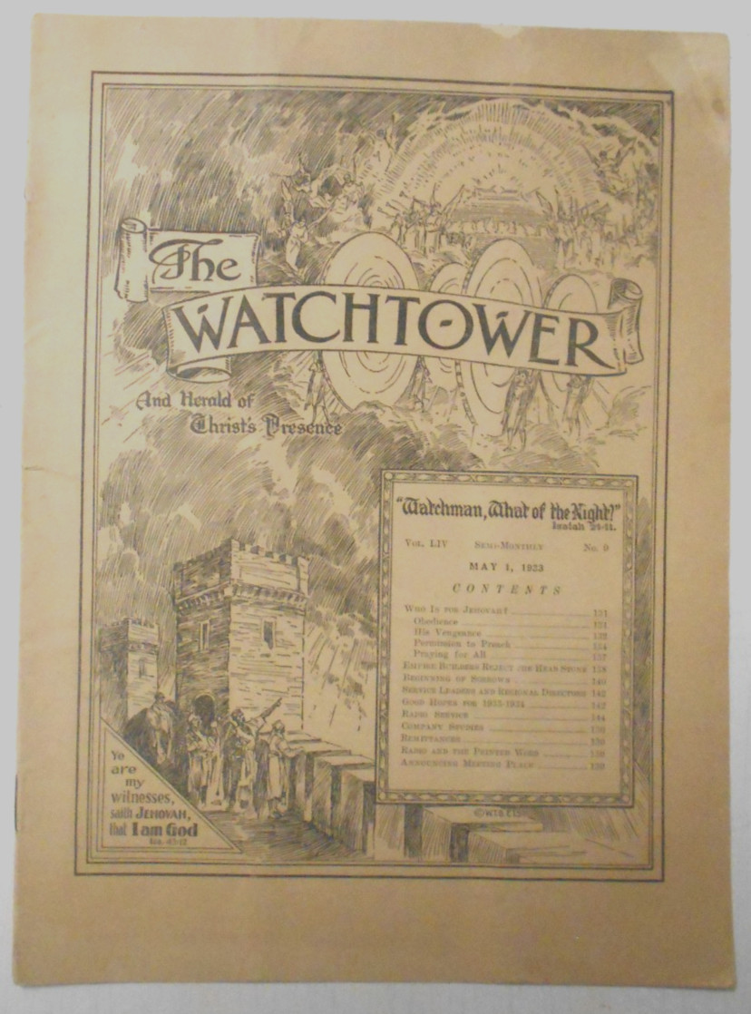 WATCHTOWER Volume LIV Number 9 Pages 129 to 144 MAY 1, 1933