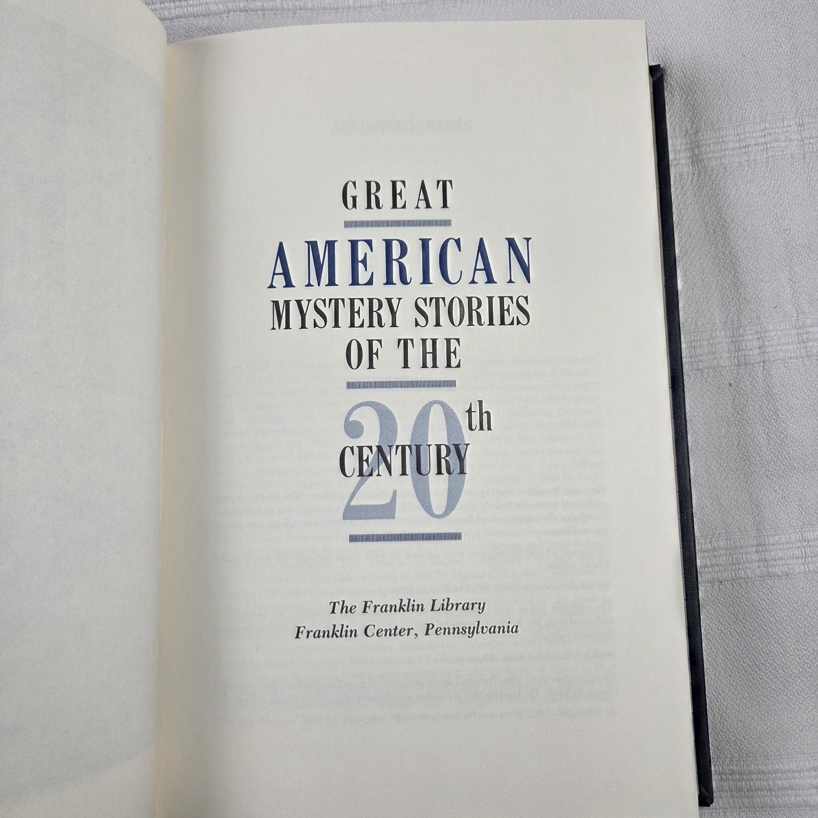 VTG Franklin Mystery Library GREAT AMERICAN MYSTERY STORIES OF THE 20th Century