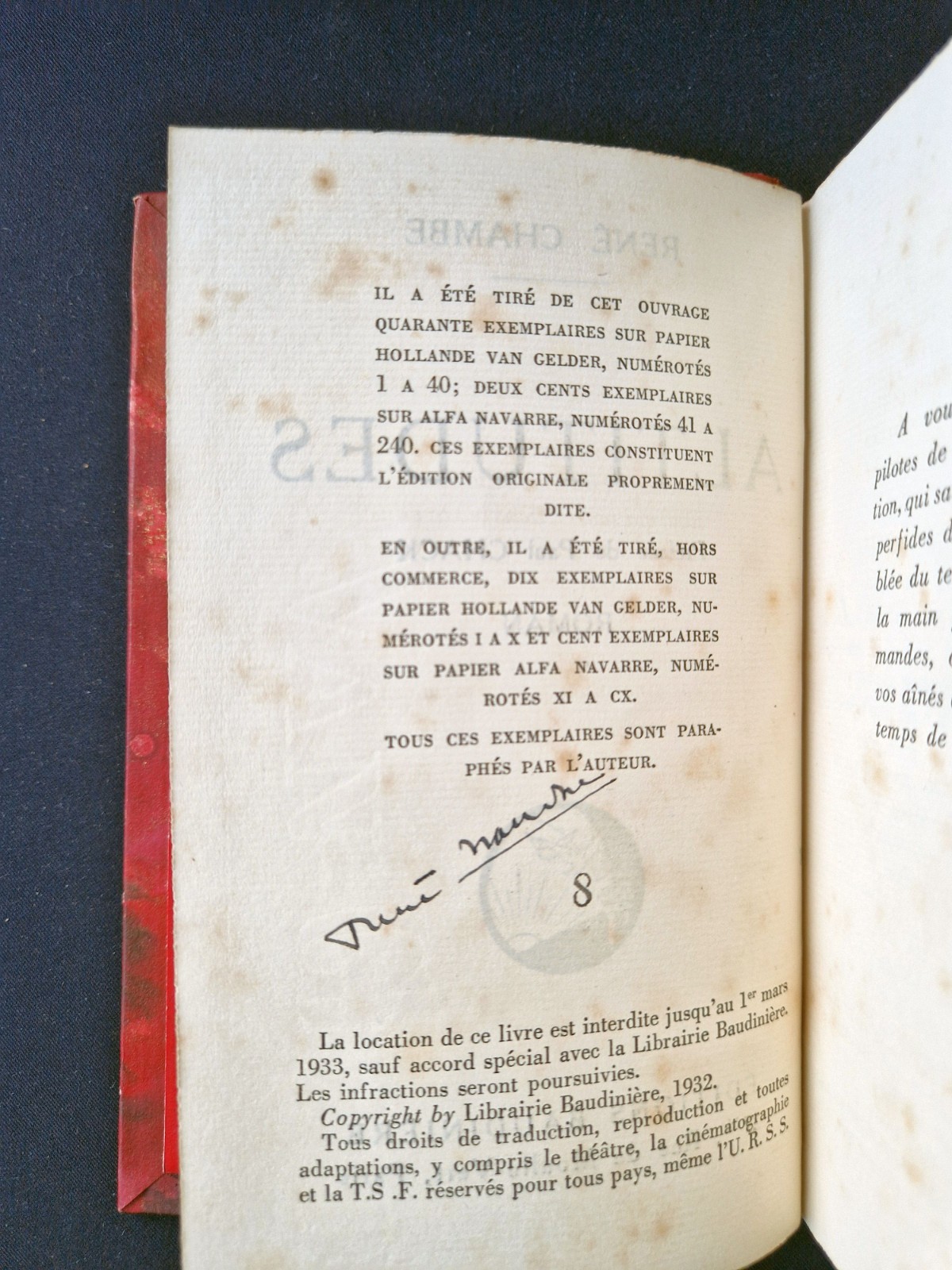 René Chambe ALTITUDES 1932 Signed Limited Ed 1/40 Half Leather Aviation French