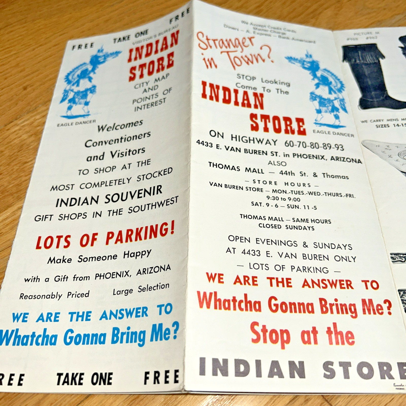 Vintage 1960s THE INDIAN STORE, 4433 E. VAN BUREN Brochure Phoenix AZ / Map